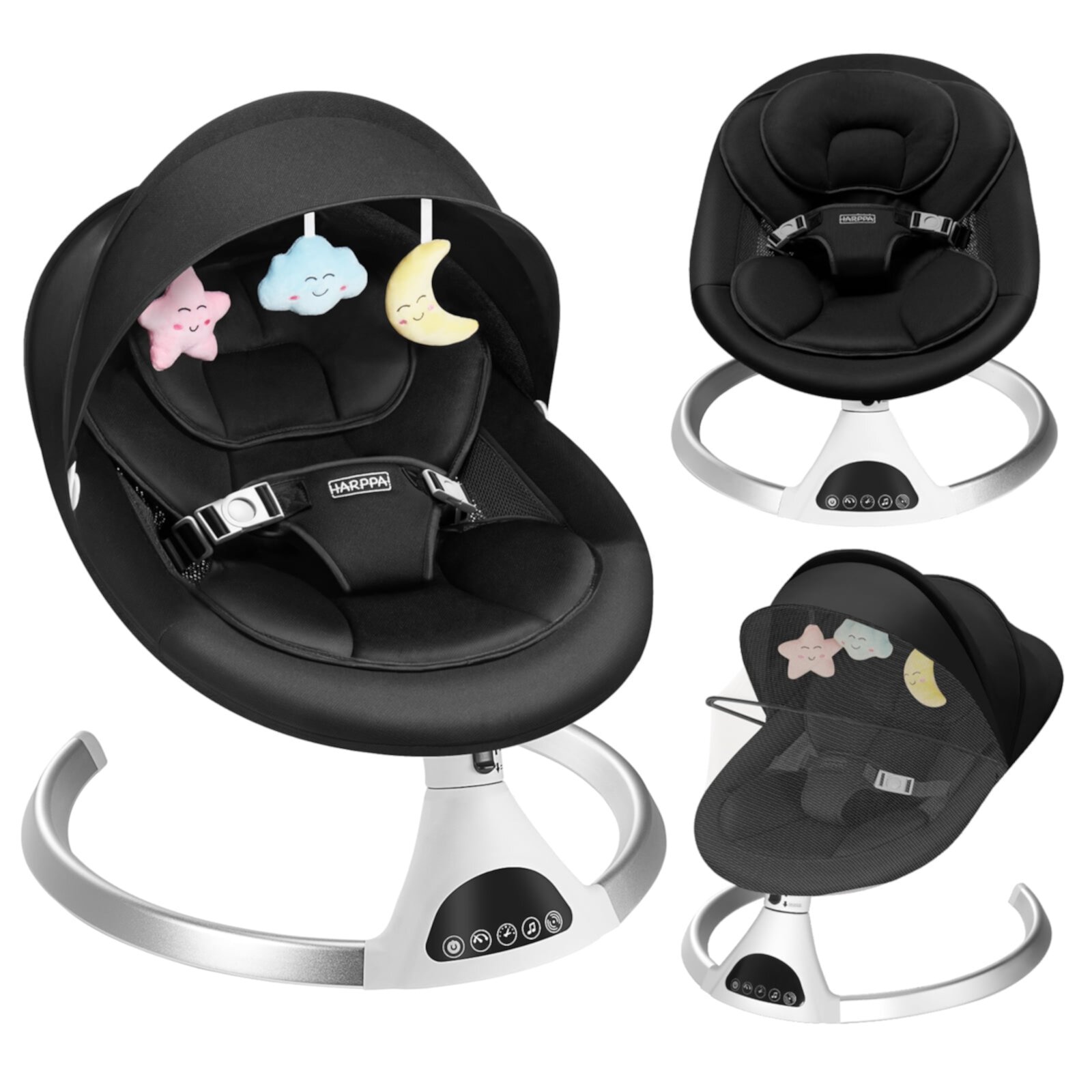 HARPPA Electric Baby Swing for Infants, Portable Baby Bouncer with Bluetooth Remote Control, Black Visit the HARPPA Store