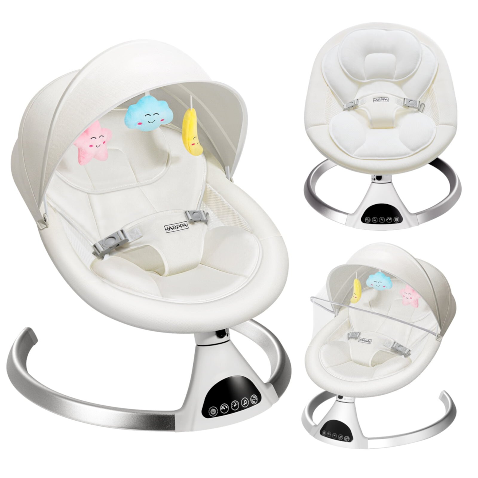 HARPPA Electric Baby Swing for Infants, Portable Baby Bouncer with Bluetooth Remote Control, White Visit the HARPPA Store