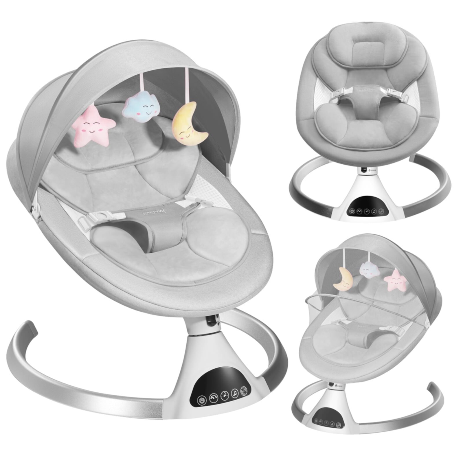 HARPPA Electric Baby Swing for Infants, Portable Baby Bouncer with Bluetooth Remote Control, Gray Visit the HARPPA Store