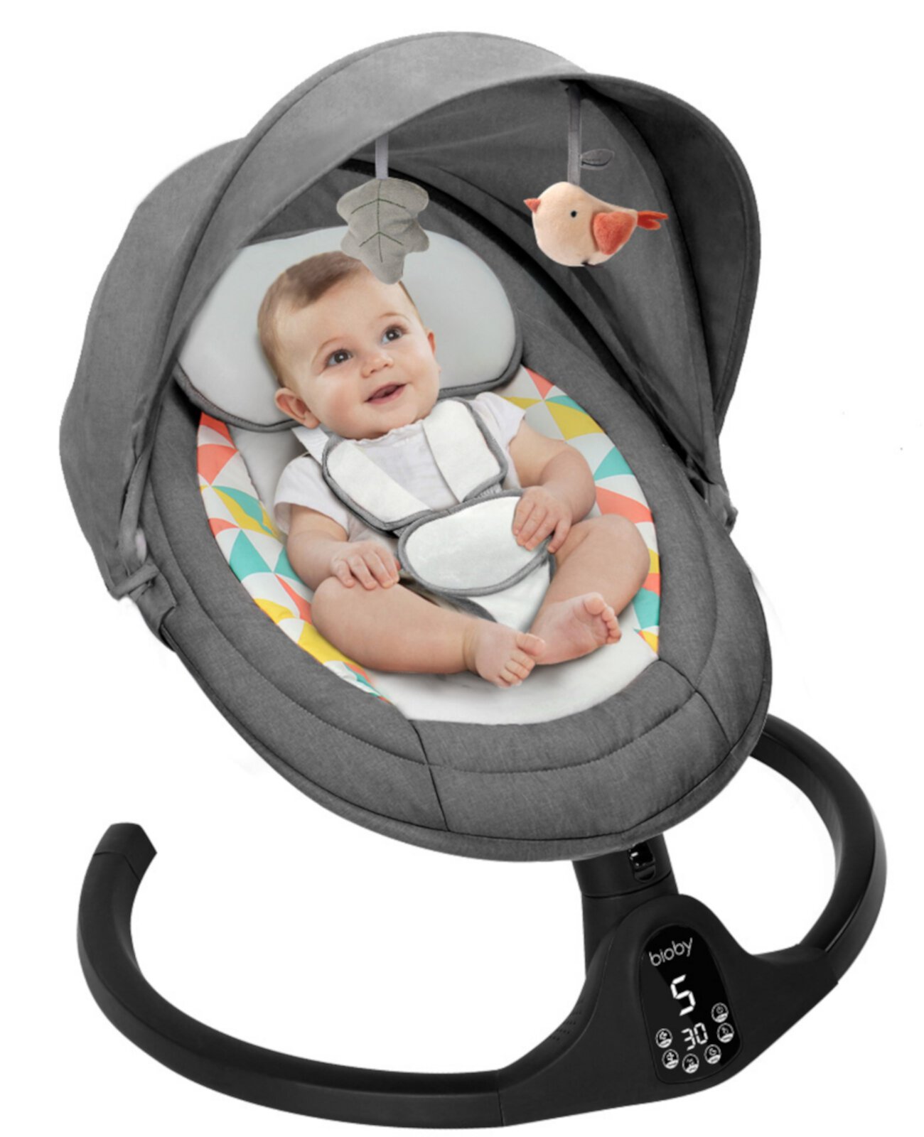 Baby Swing for Infants, Unisex Infant Swing Chair with Remote Control, Bluetooth Music & Touch Panel, Black Novashion