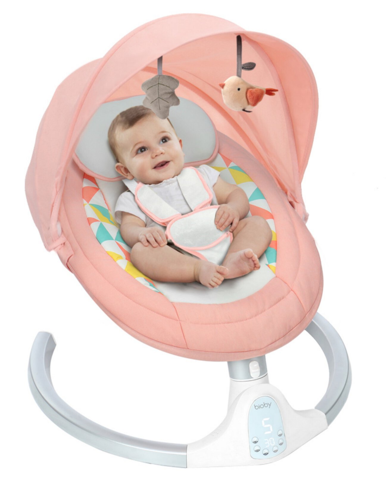 Baby Swing for Infants, Unisex Infant Swing Chair with Remote Control, Bluetooth Music & Touch Panel, Pink Novashion