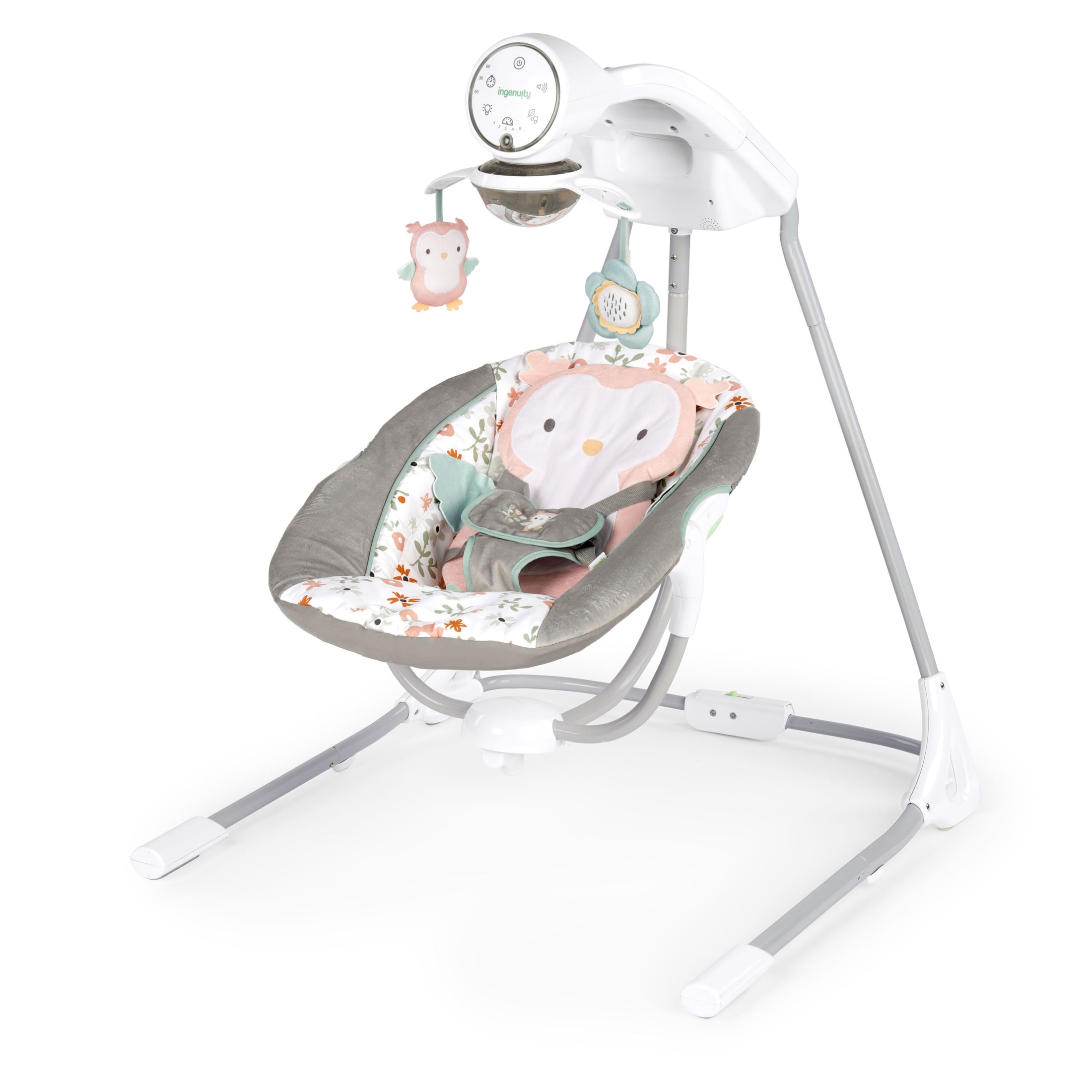 Ingenuity InLighten 5-Speed Baby Swing, Swivel Infant Seat, Nature Sounds, Lights - Pink, Nally Visit the Ingenuity Store