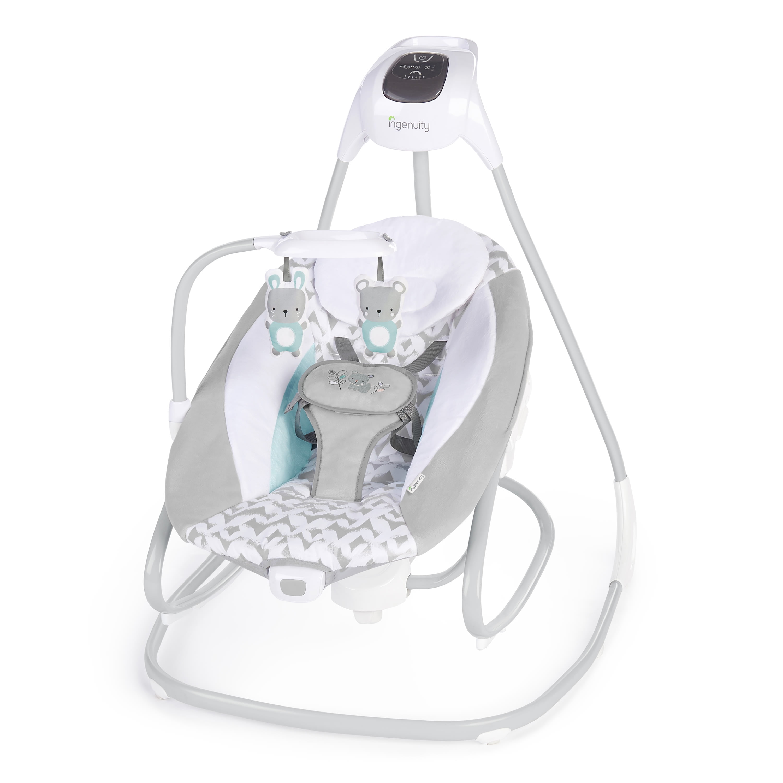 Ingenuity SimpleComfort 2-in-1 Vibrating Lightweight Baby Swing and Rocker Raylan, Gray Ingenuity