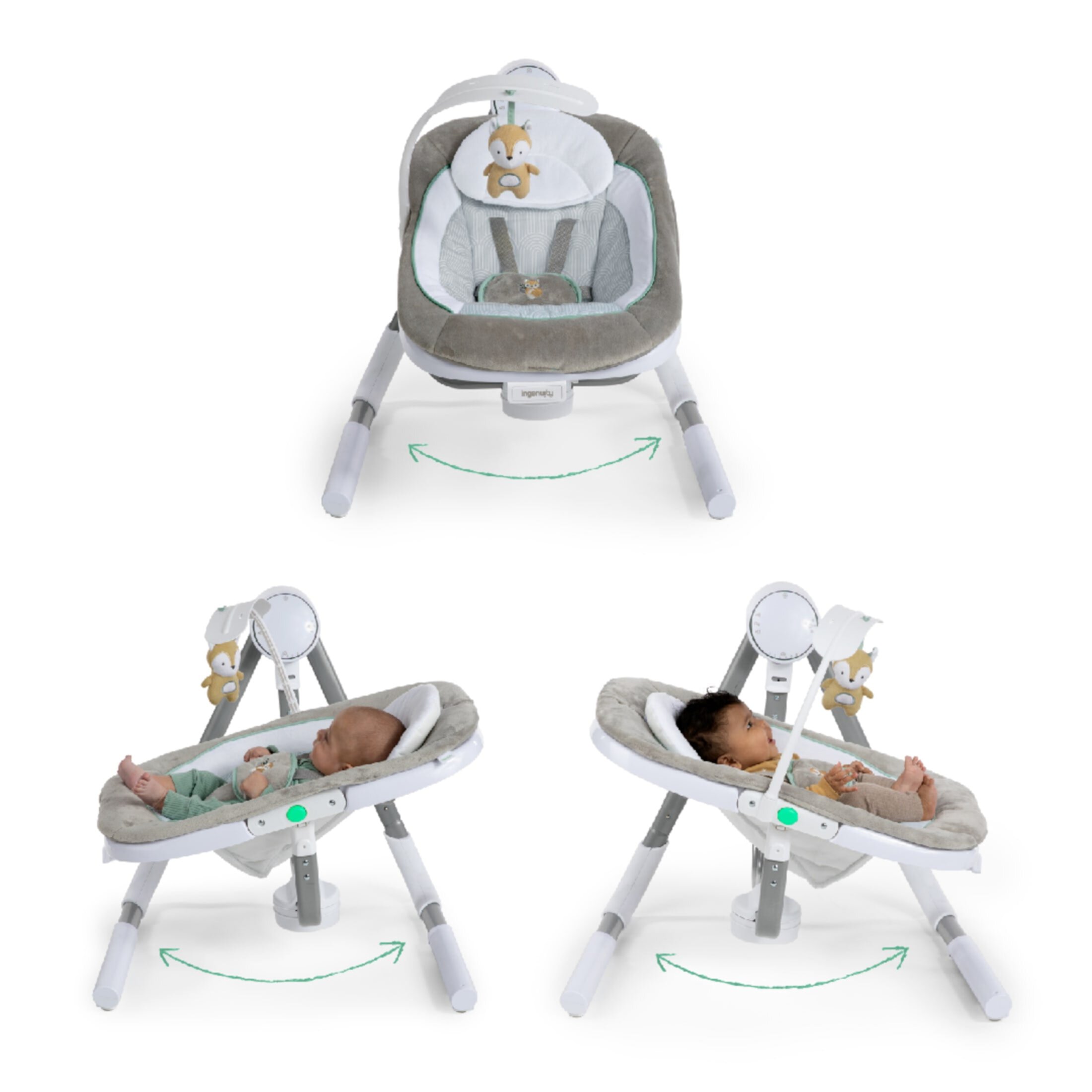 Ingenuity Anyway Sway 5-Speed Multi-Direction Portable Baby Swing with Vibrations - Ray (Unisex) Ingenuity