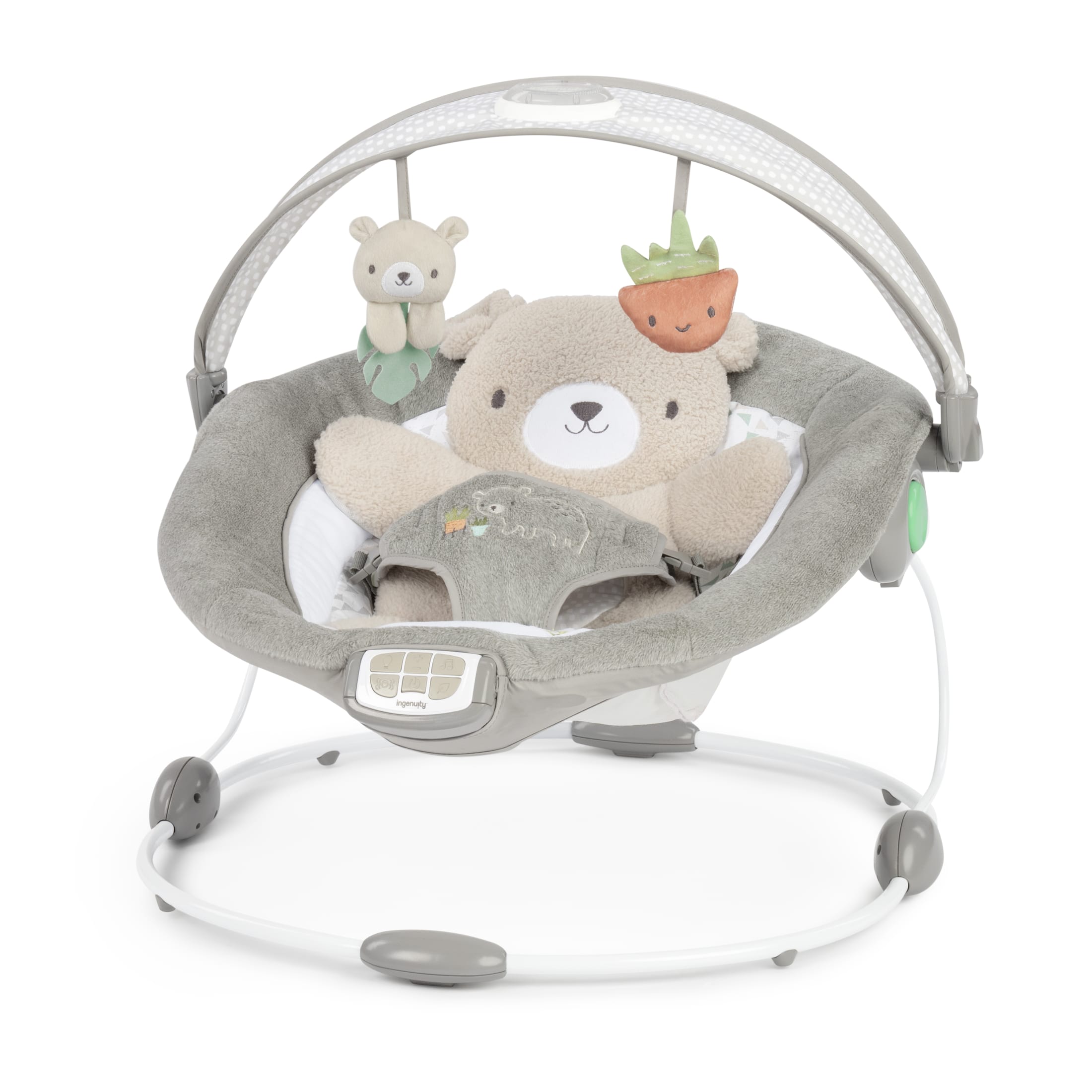 Ingenuity InLighten Baby Bouncer Seat with Light Up Toy Bar & Tummy Time Pillow, Unisex - Nate Visit the Ingenuity Store