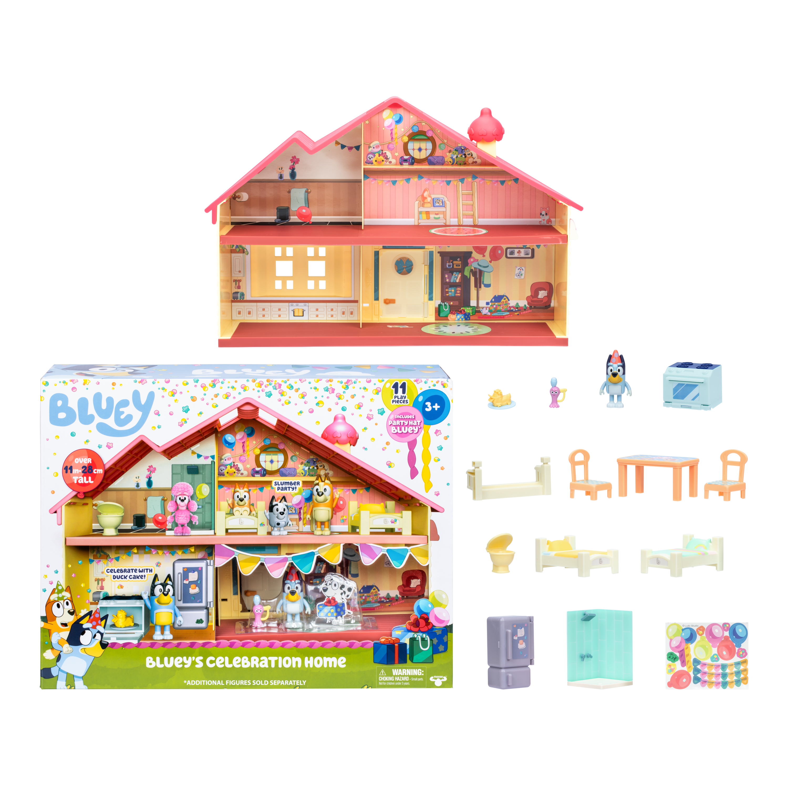 Bluey's Celebration Home, Celebrate Bluey's Birthday with 11 Play Pieces and Accessories, , Ages 3+ Bluey