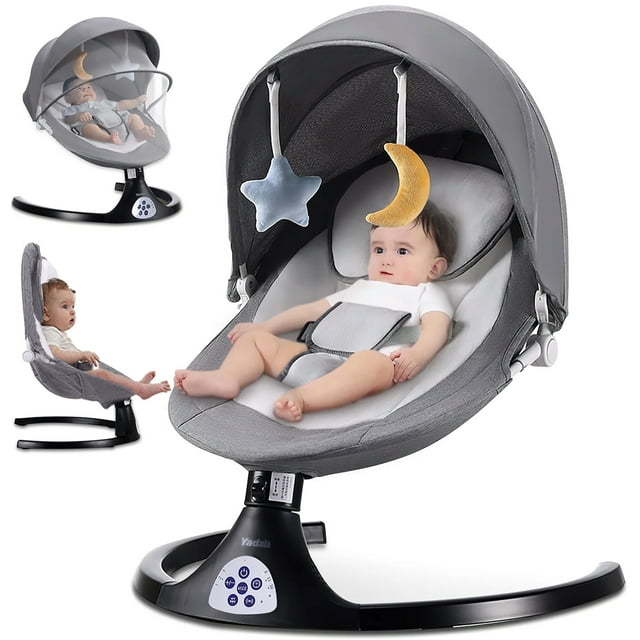 Baby Swing for Infants, Portable Swing with 5 Speed, Remote Control Rocker Adjustable Seat for Newborn & up Yadala