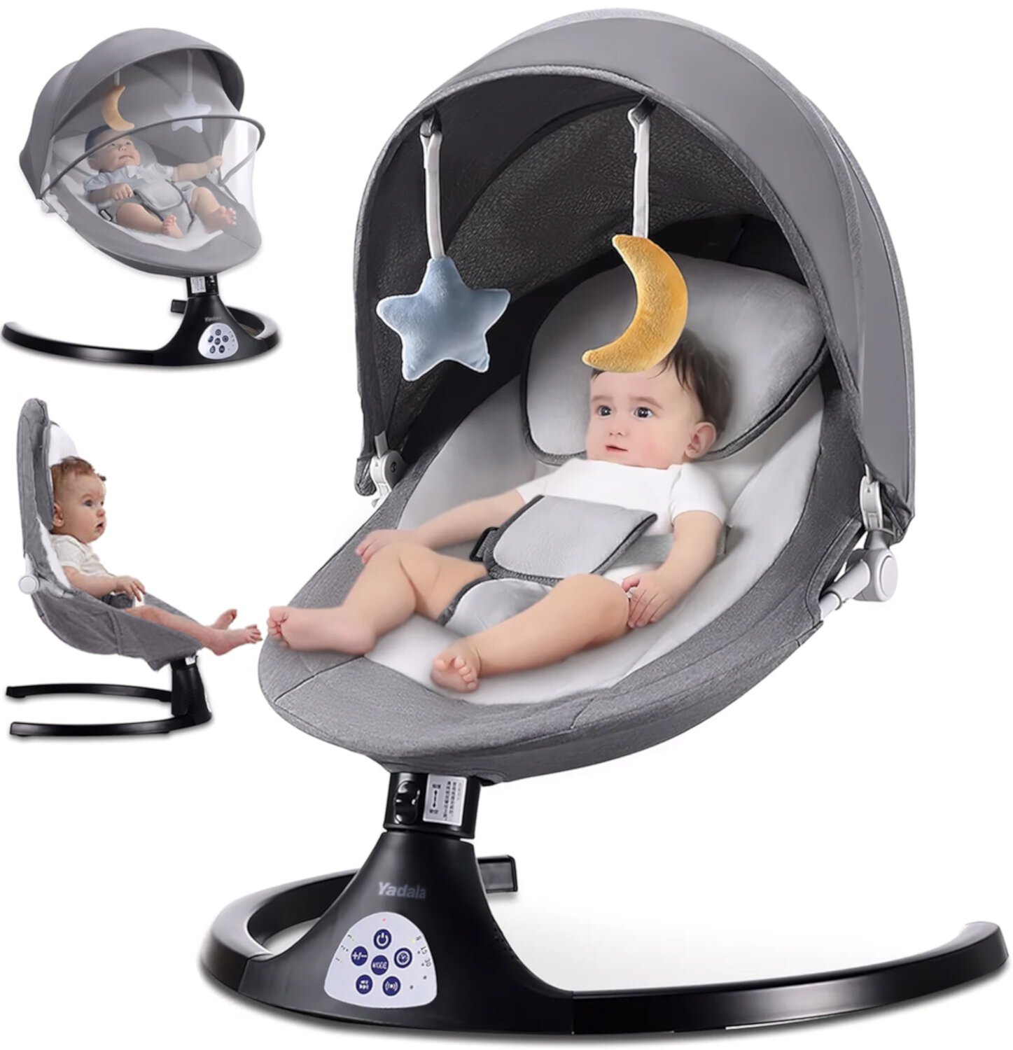 Baby Swing for Infants, Portable Swing with 5 Speed, Remote Control Rocker Adjustable Seat for Newborn & up Yadala