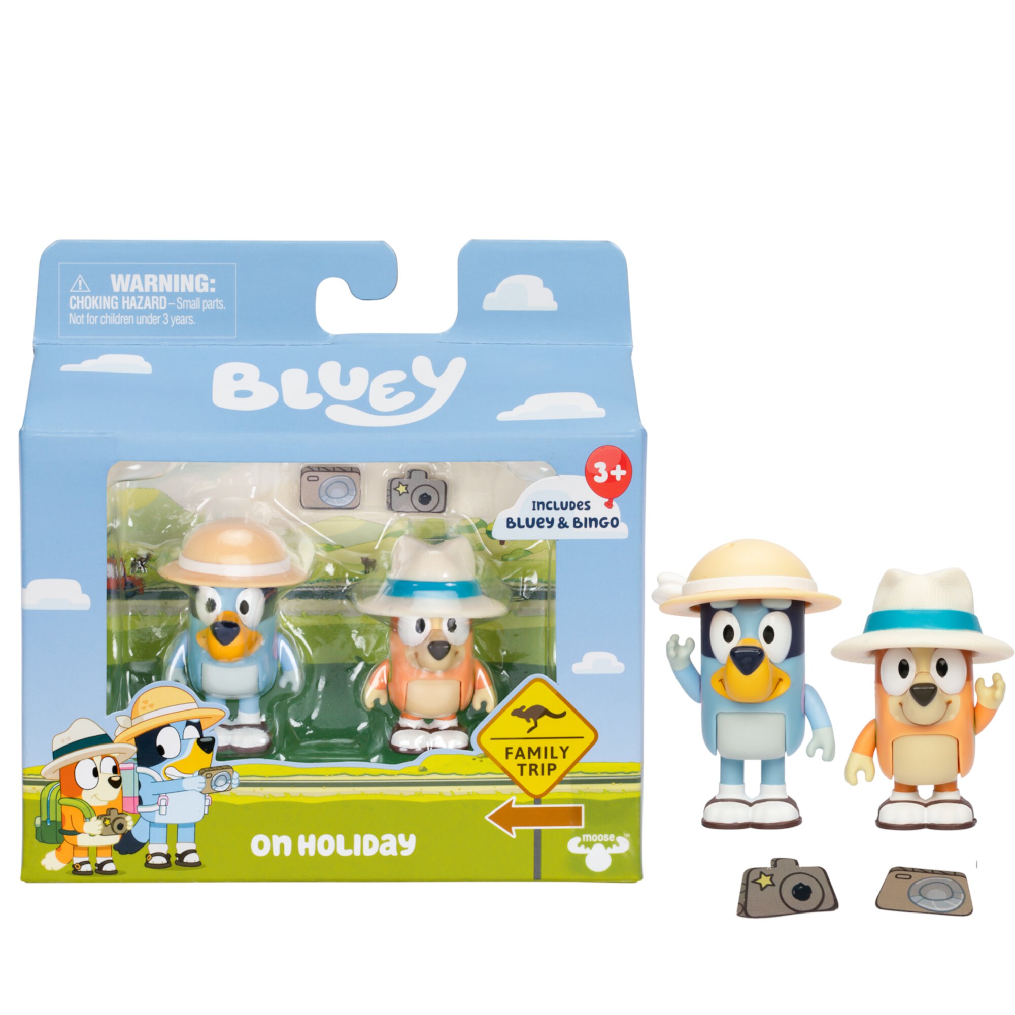 Bluey On Holiday Figure 2-Pack - On Holiday, 2.5 Inch Bluey and Bingo, Ages 3+ Bluey