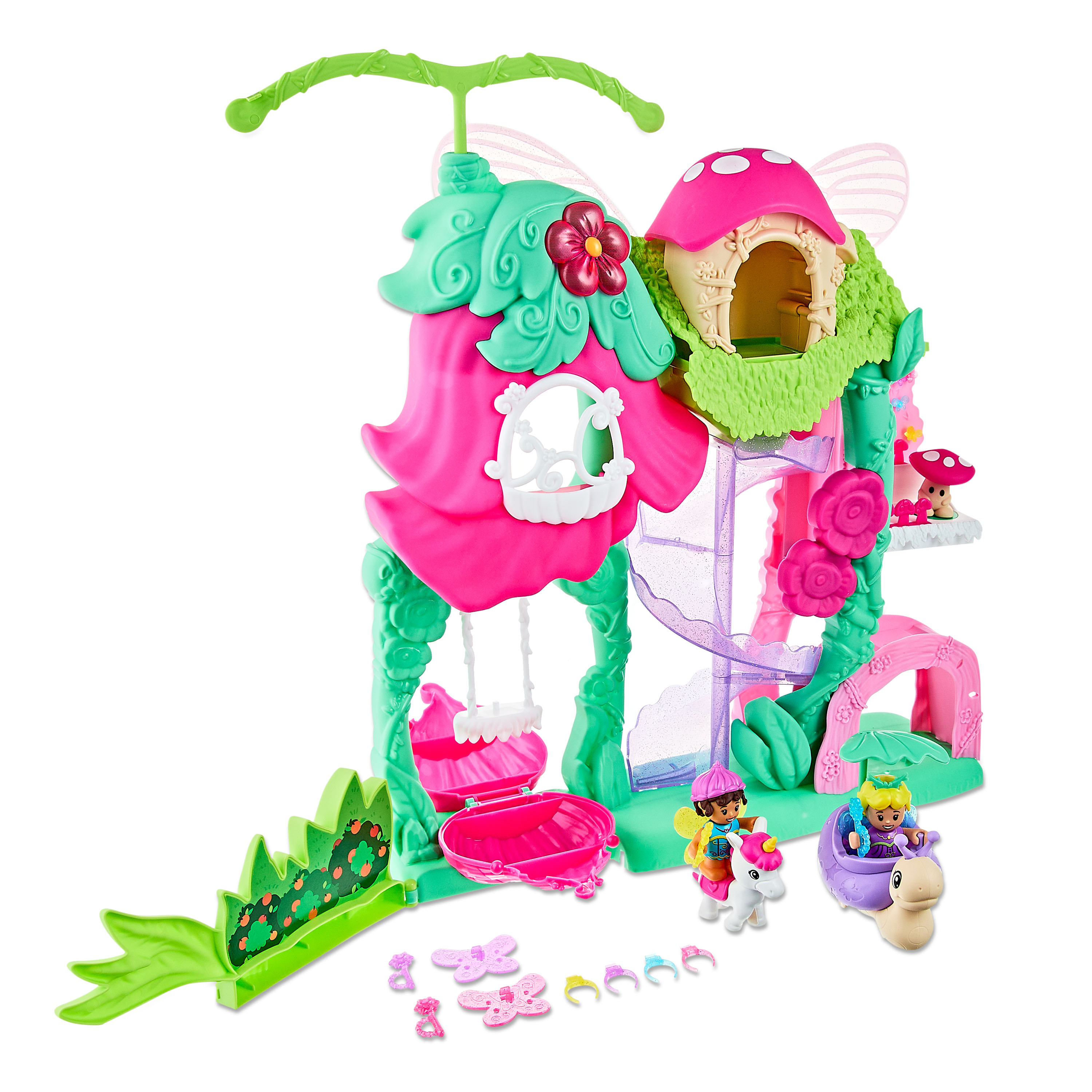 Kid Connection Fairyland Playset, Flower House with Light and Sound, 23 Pieces, Toddler Toys Kid Connection