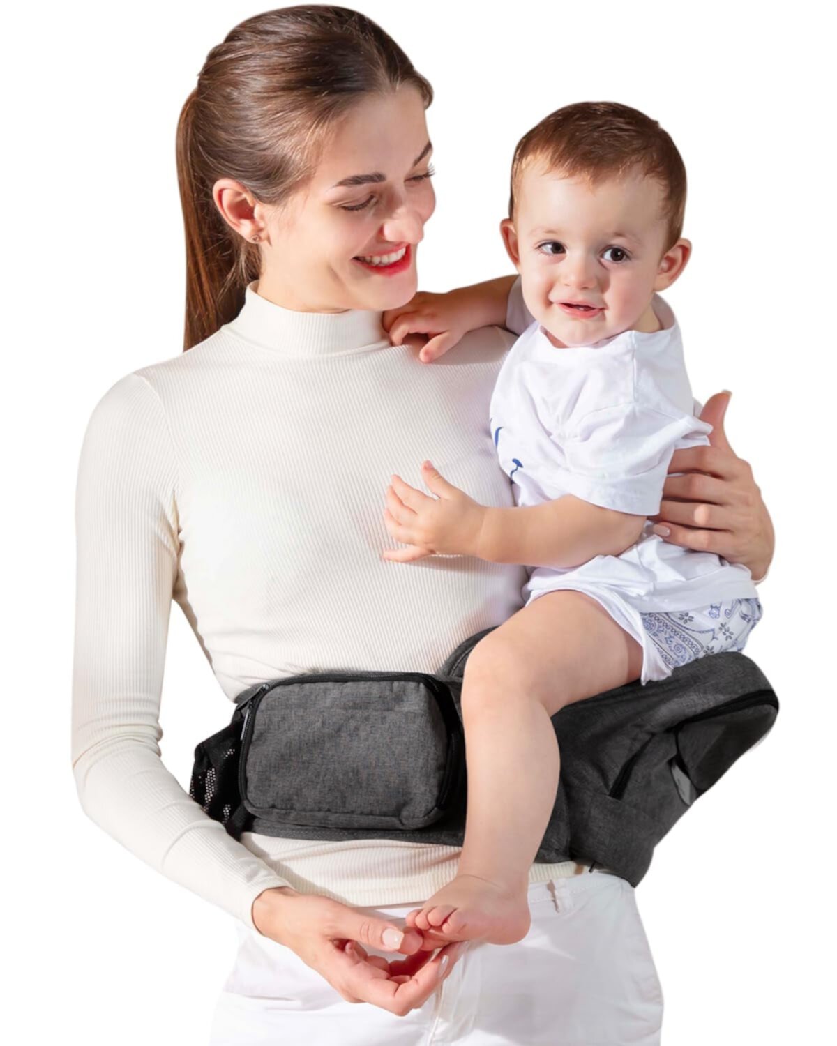 GROWNSY Baby Hip Seat Carrier - Ergonomic, Adjustable & Breathable for Newborns & Toddlers up to 50 lbs, with Multiple Pockets and Extended Waistband GROWNSY