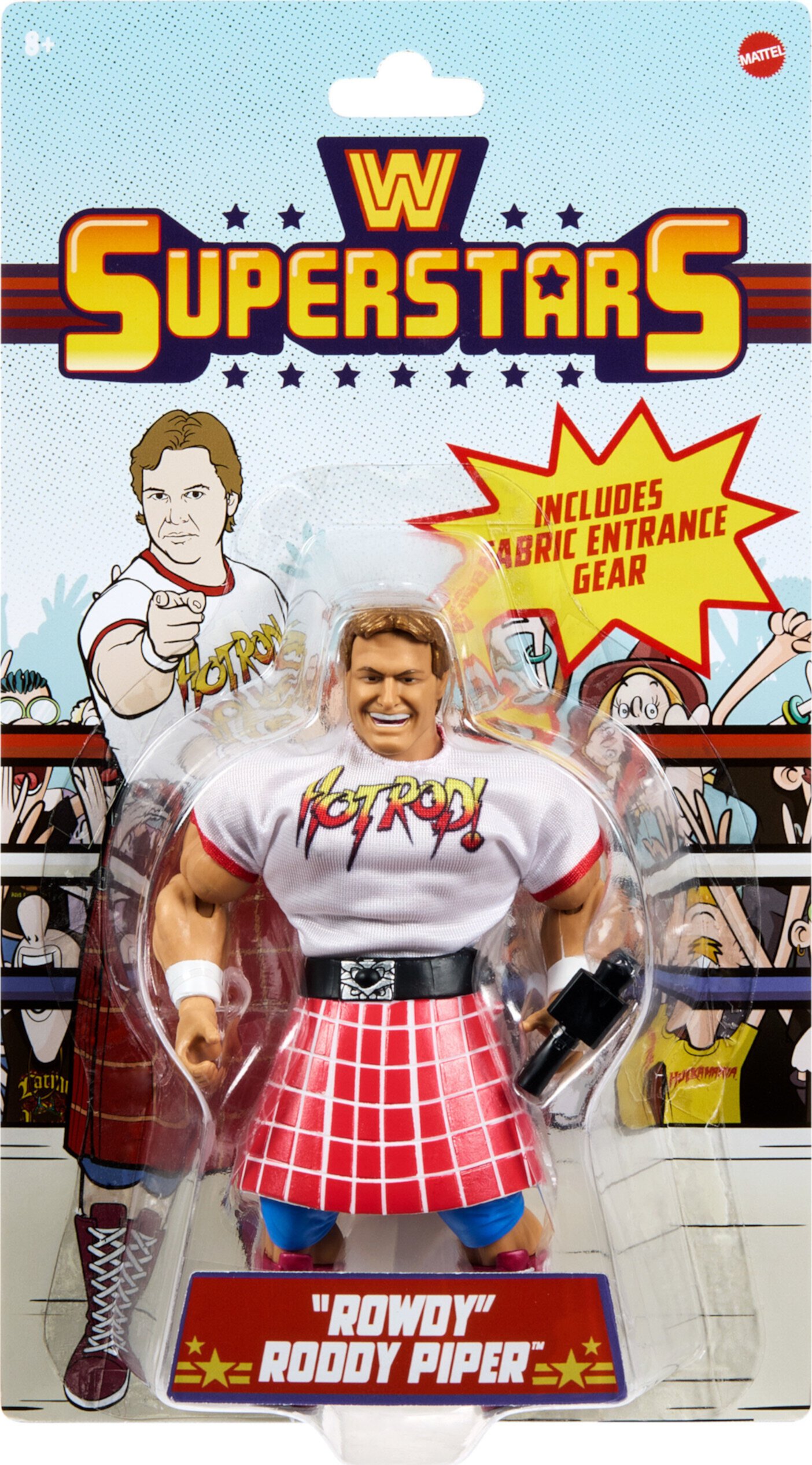 WWE Superstars "Rowdy" Roddy Piper Action Figure with Accessories, 1980s-Inspired Look (5.5-inch) WWE