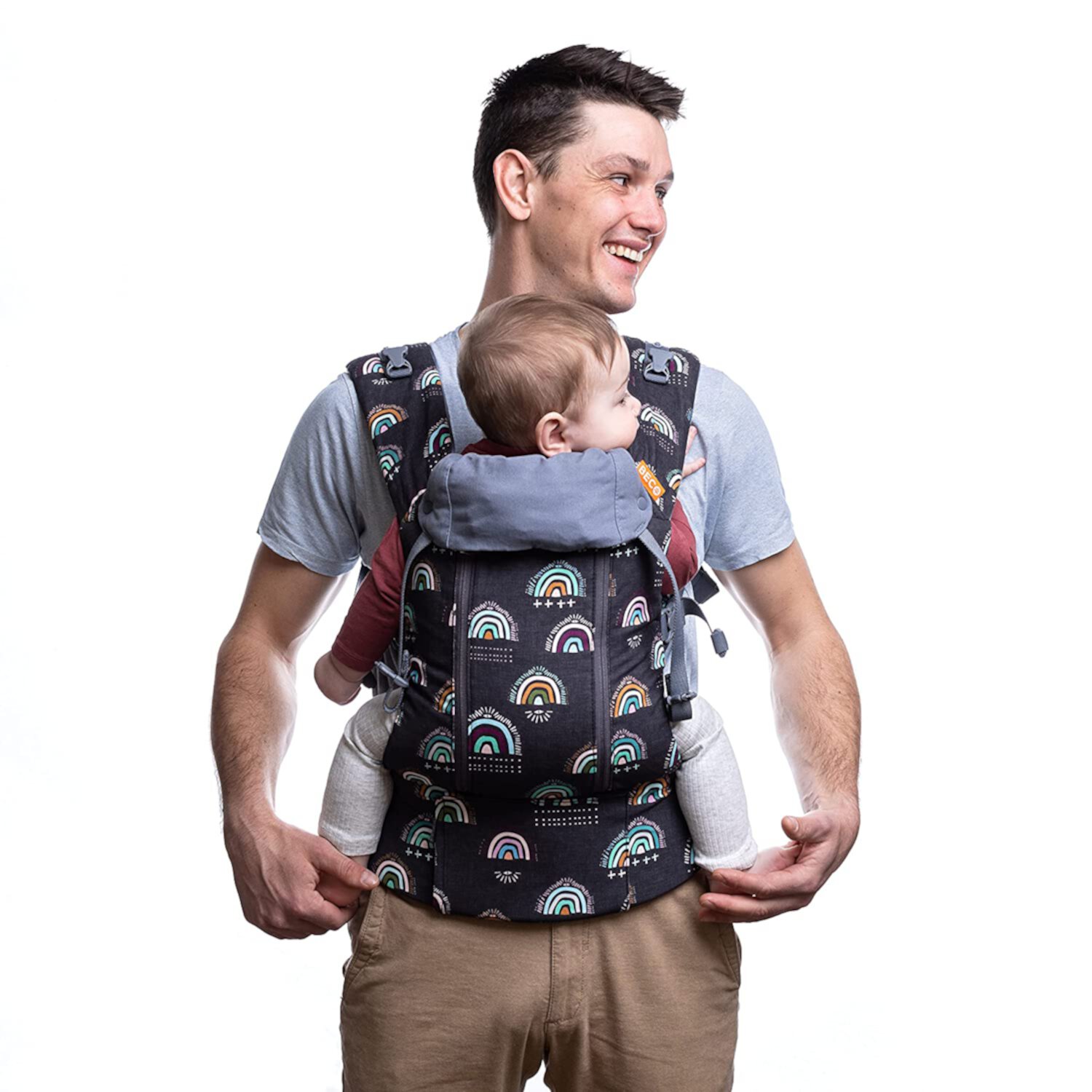 Beco 8 Hybrid Newborn to Toddler Carrier ( bs) - All in 1 Mesh Toddler Carrier - Baby Carrier Backpack, Front and Hip Carrier with Adjustable Seat - Cooling Ergonomic Carrier (Boho Rainbow) Beco Baby Carrier