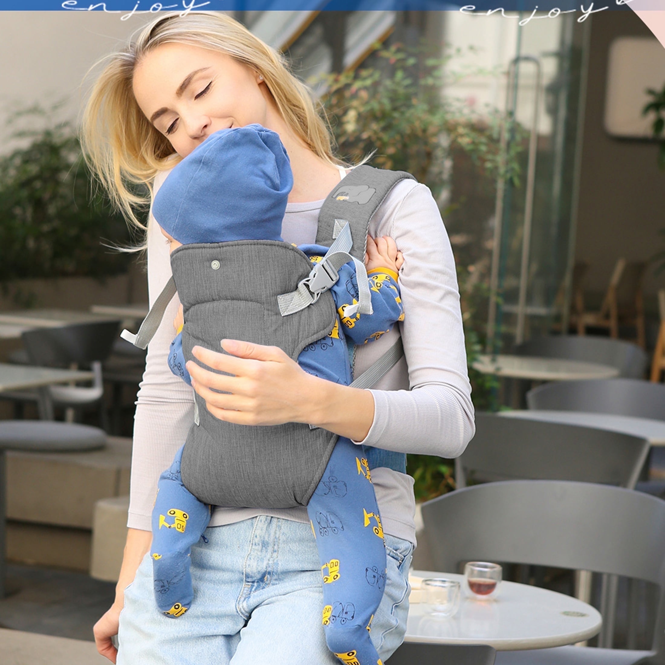 Lvelia Baby Carrier Newborn to Toddler,4-in-1 Easy to Wear Ergonomic Adjustable Lightweight Infant Carrier,Newborn Baby Carrier for 8-32 lbs,Light Gray Lvelia