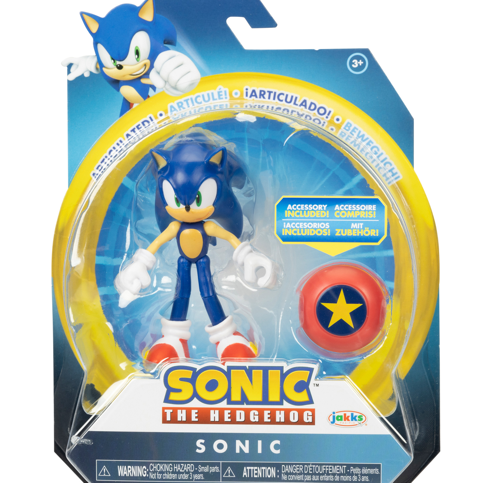 Sonic the Hedgehog 4'' Articulated Figure with Star Spring Accessory Toy Sonic