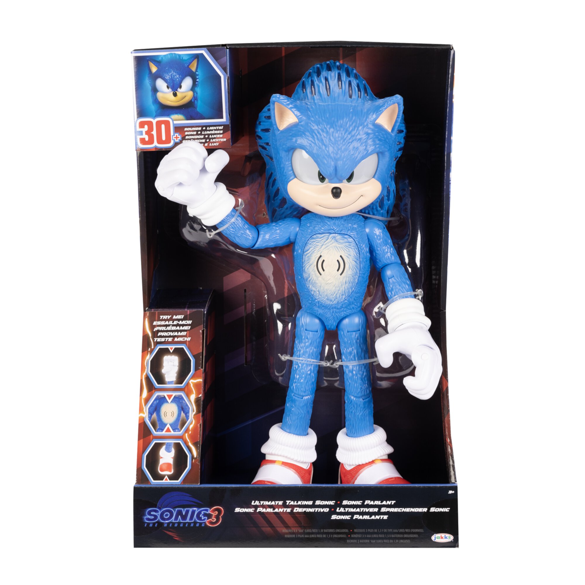 Sonic the Hedgehog 3 Ultimate Talking Sonic 12 inch Action Figure 15 Articulation Points Sonic