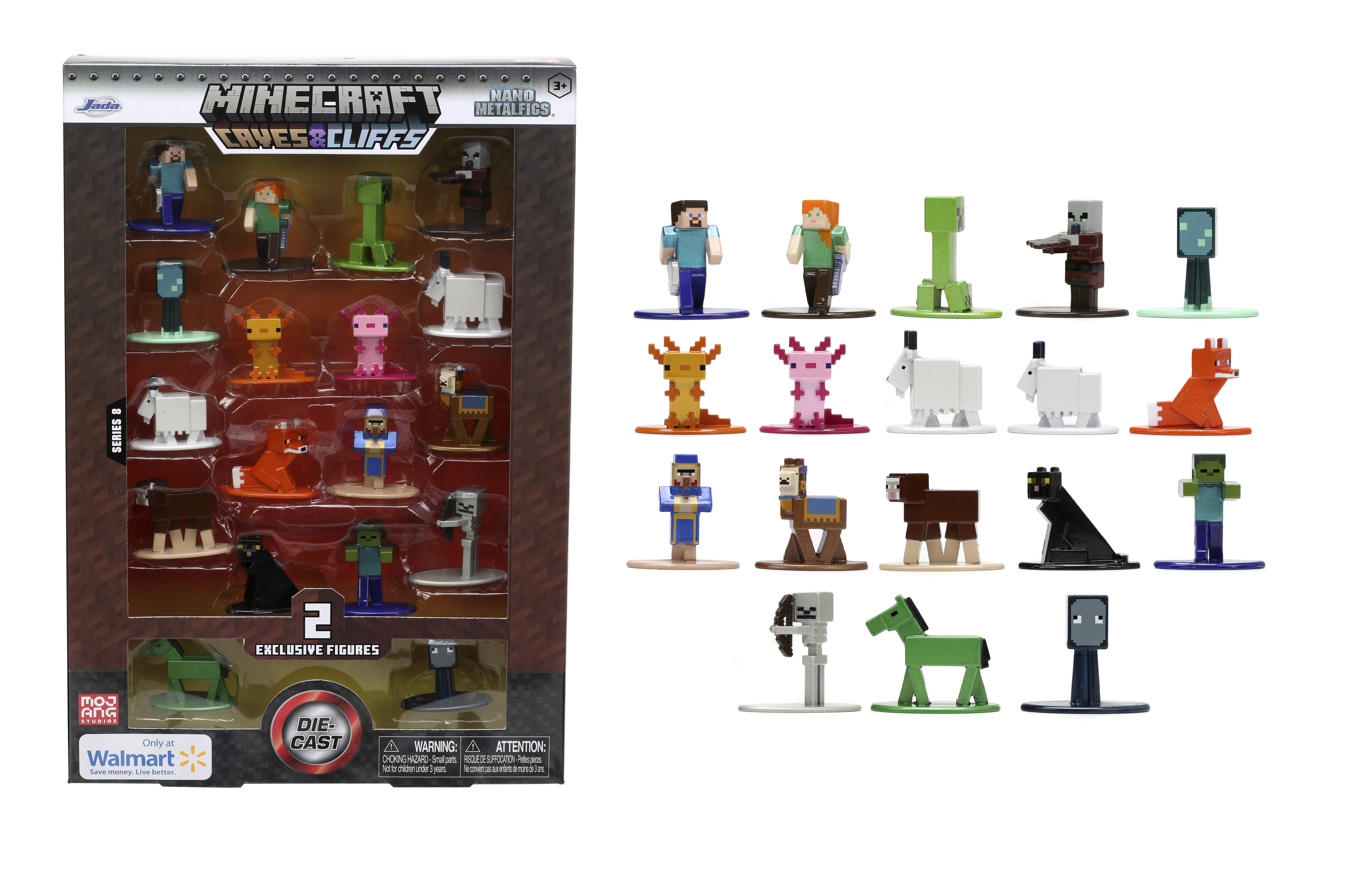 Minecraft Caves and Cliffs 18-Pack Series 8 Die-Cast Figures, Multi-Color Minecraft