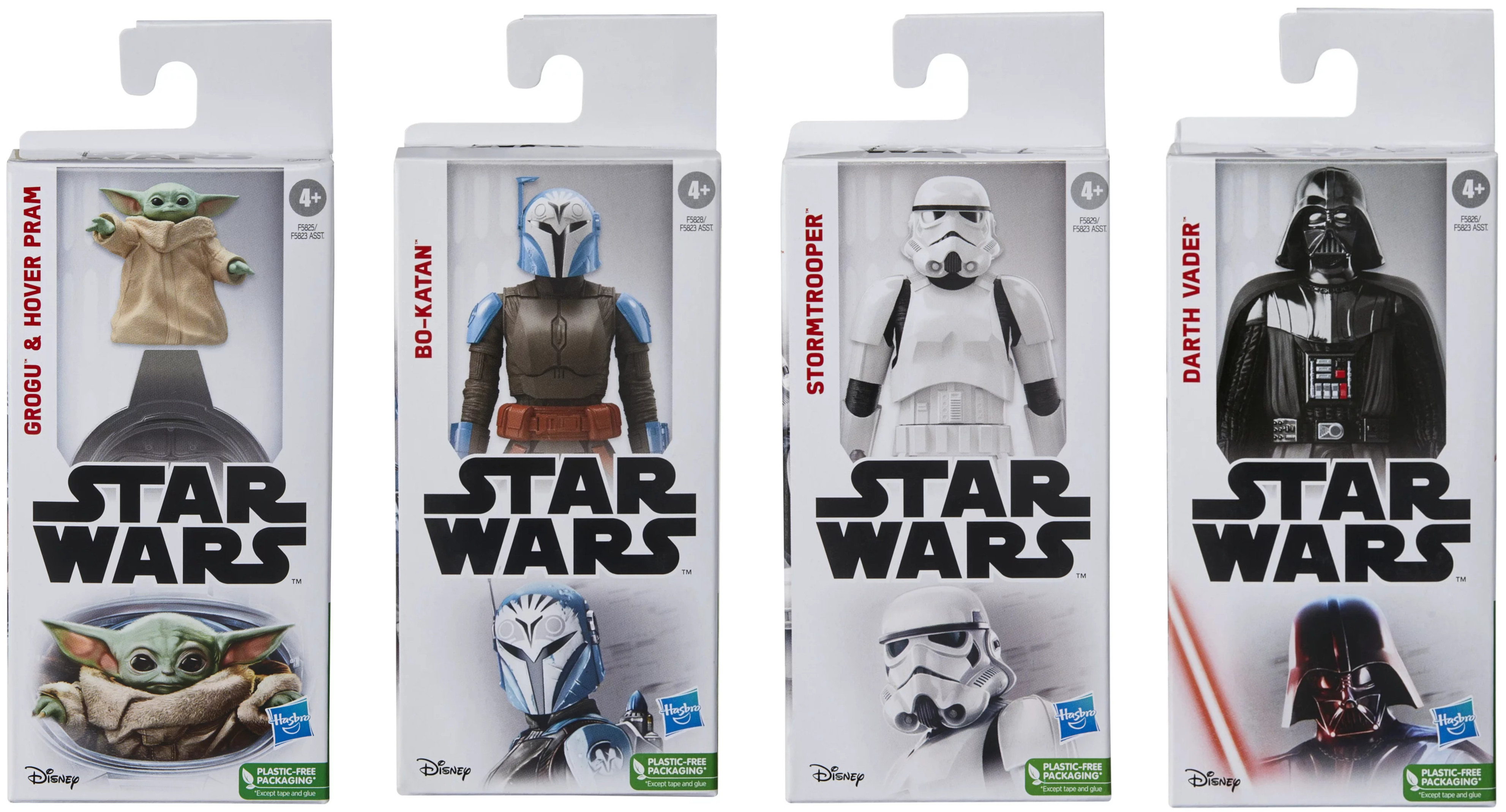 [BUNDLE 4-PACK] - Star Wars 6-inch Action Figures - Grogu, Bo Katan, Stormtrooper, and Darth Vader HASBRO