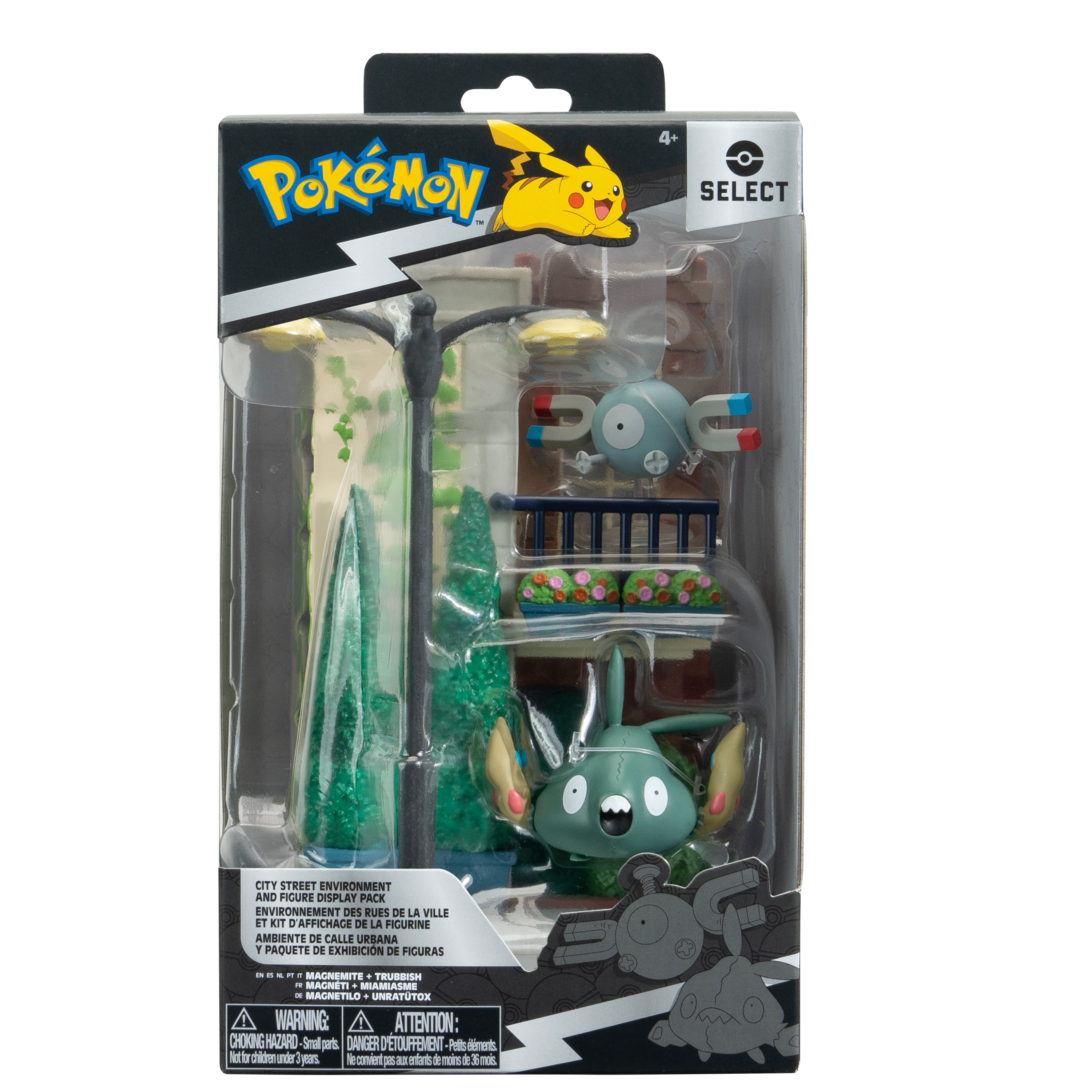 Pokemon City Street Environment - 6-inch Multi-Level Display Set with Two 2-inch Battle Figures Pokemon