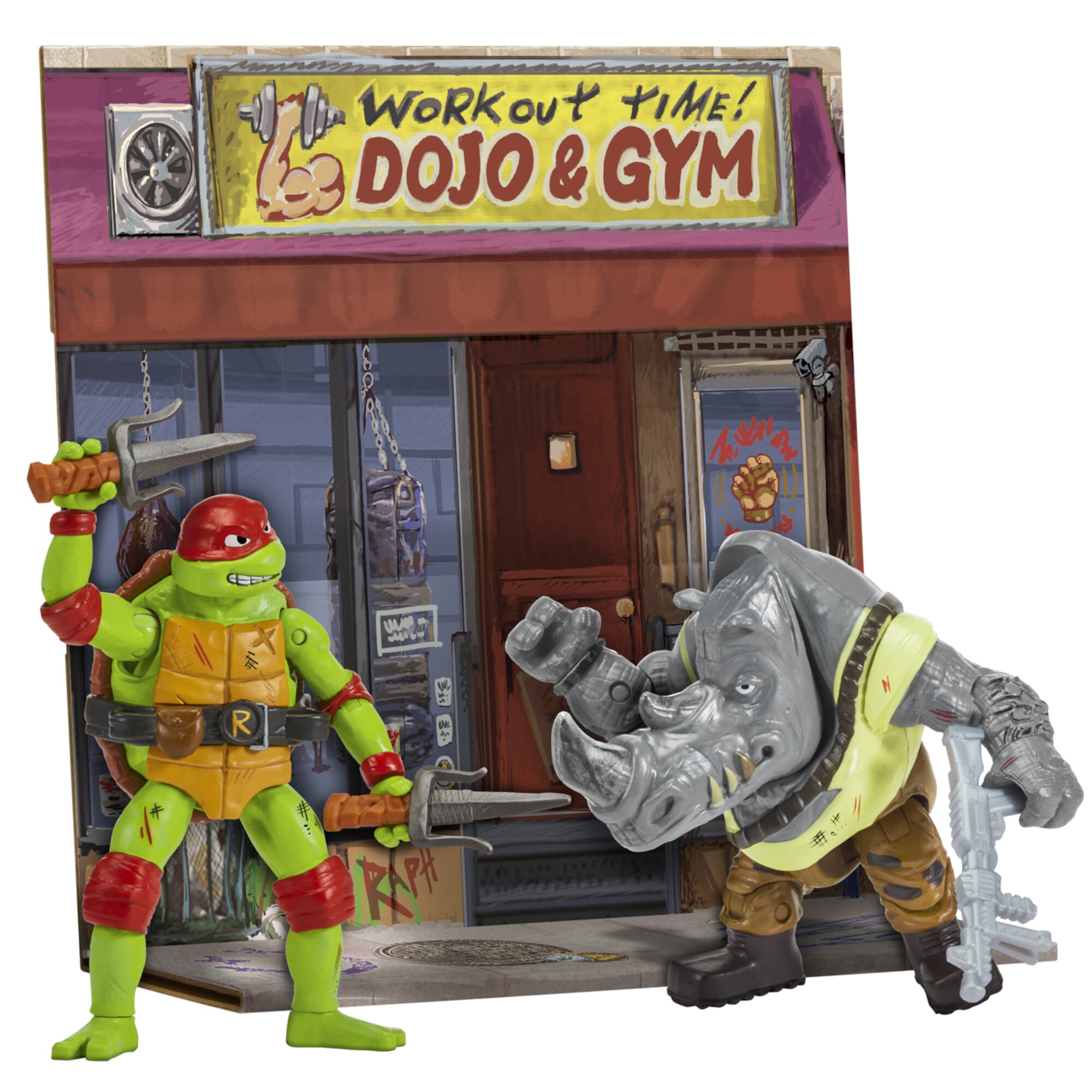 Teenage Mutant Ninja Turtles Mutant Multicolored Figure 2 Pack - Raphael versus Rocksteady Teenage Mutant Ninja Turtles