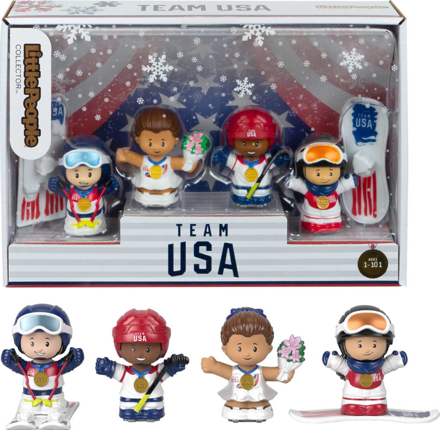 Коллекционный набор фигурок Team USA Winter Sports Special Edition, 4 фигурки Little People