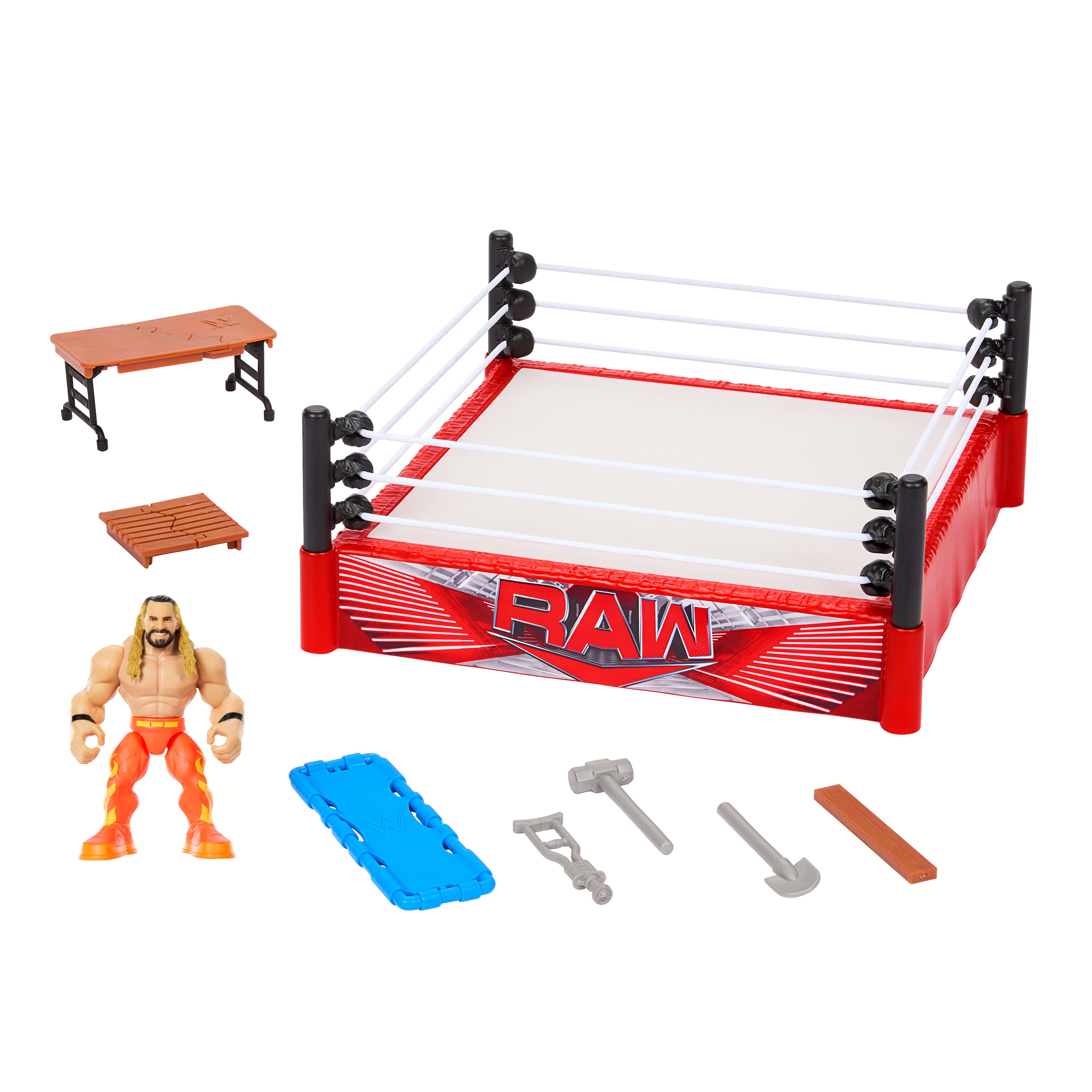 WWE Knuckle Crunchers Rebound Ring & Action Figure, Playset with Seth Rollins Mini Figure WWE