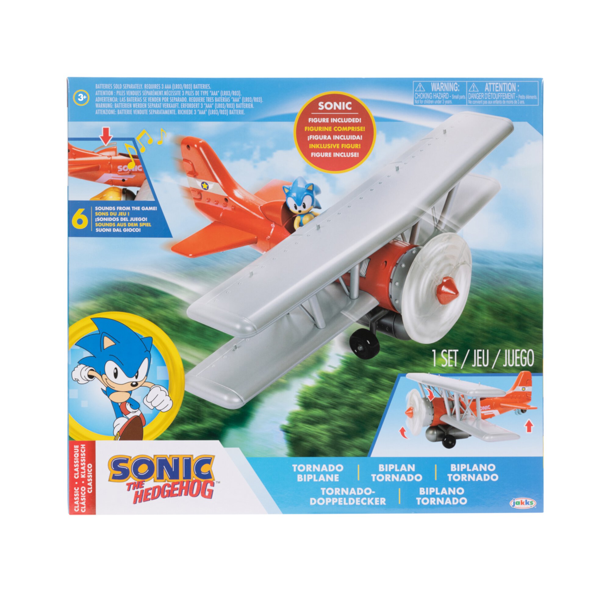 Sonic Tornado Biplane 2.5 inch Action Figure Playset with Sounds and Motorized Propeller Sonic