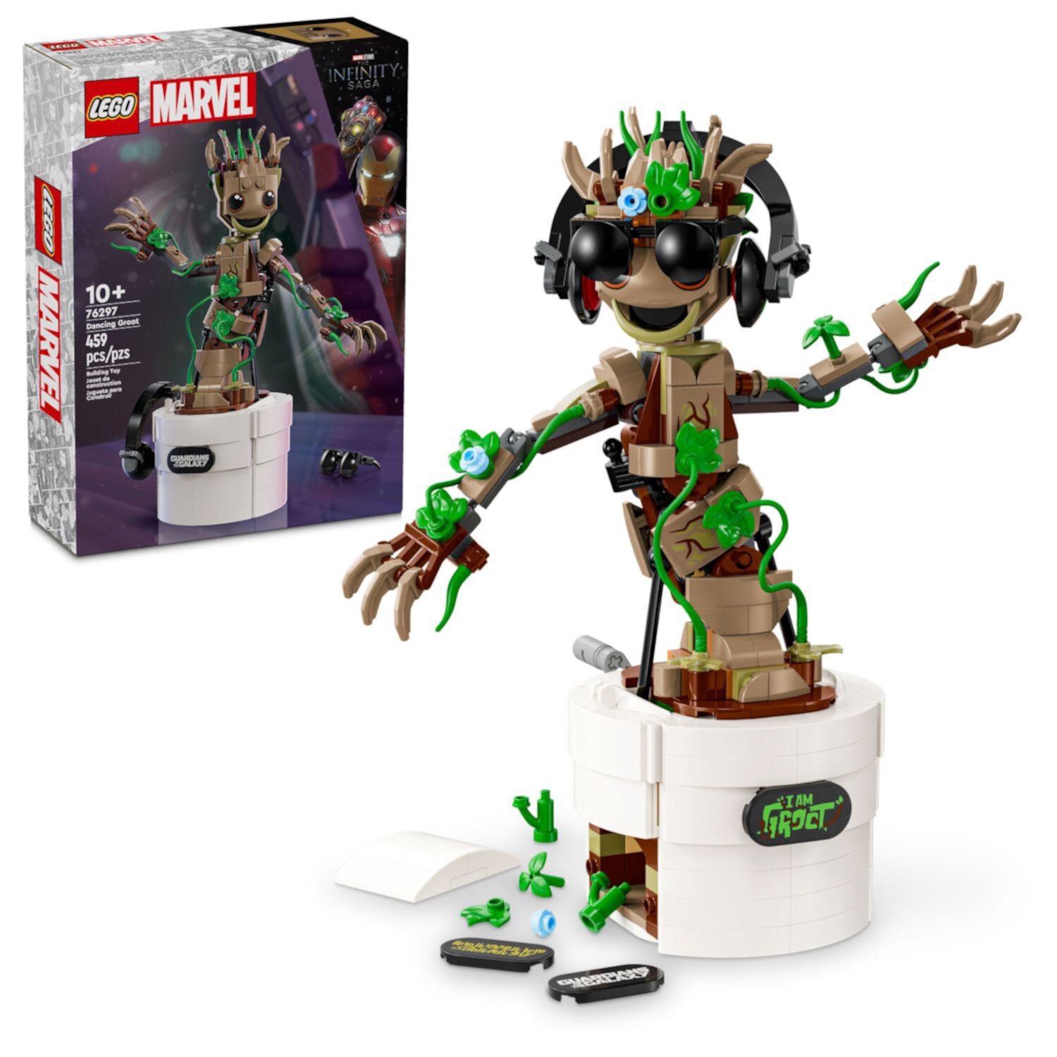 LEGO Marvel Dancing Groot, Birthday Gift for Kids, Guardians of the Galaxy Toy, Buildable Marvel Gift, 76297 Lego