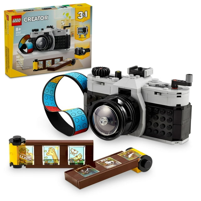 LEGO Creator 3 in 1 Retro Camera Toy, Transforms from Toy Camera to Retro Video Camera to Retro TV Set, Photography Gift for Boys and Girls Ages 8 Years Old and Up Who Enjoy Creative Play, 31147 Lego