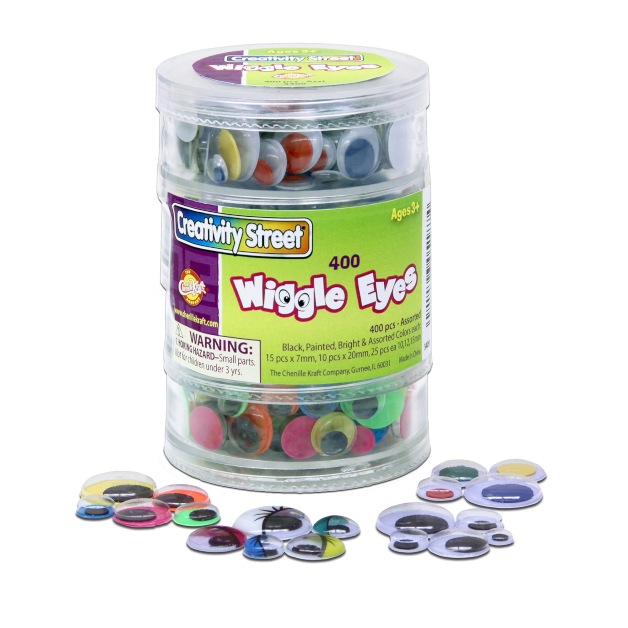 (2 pack) Creativity Street Wiggle Eye with Stacking Storage Container, Assorted Size, Multiple Color, Pack of 400 Pacon Corporation