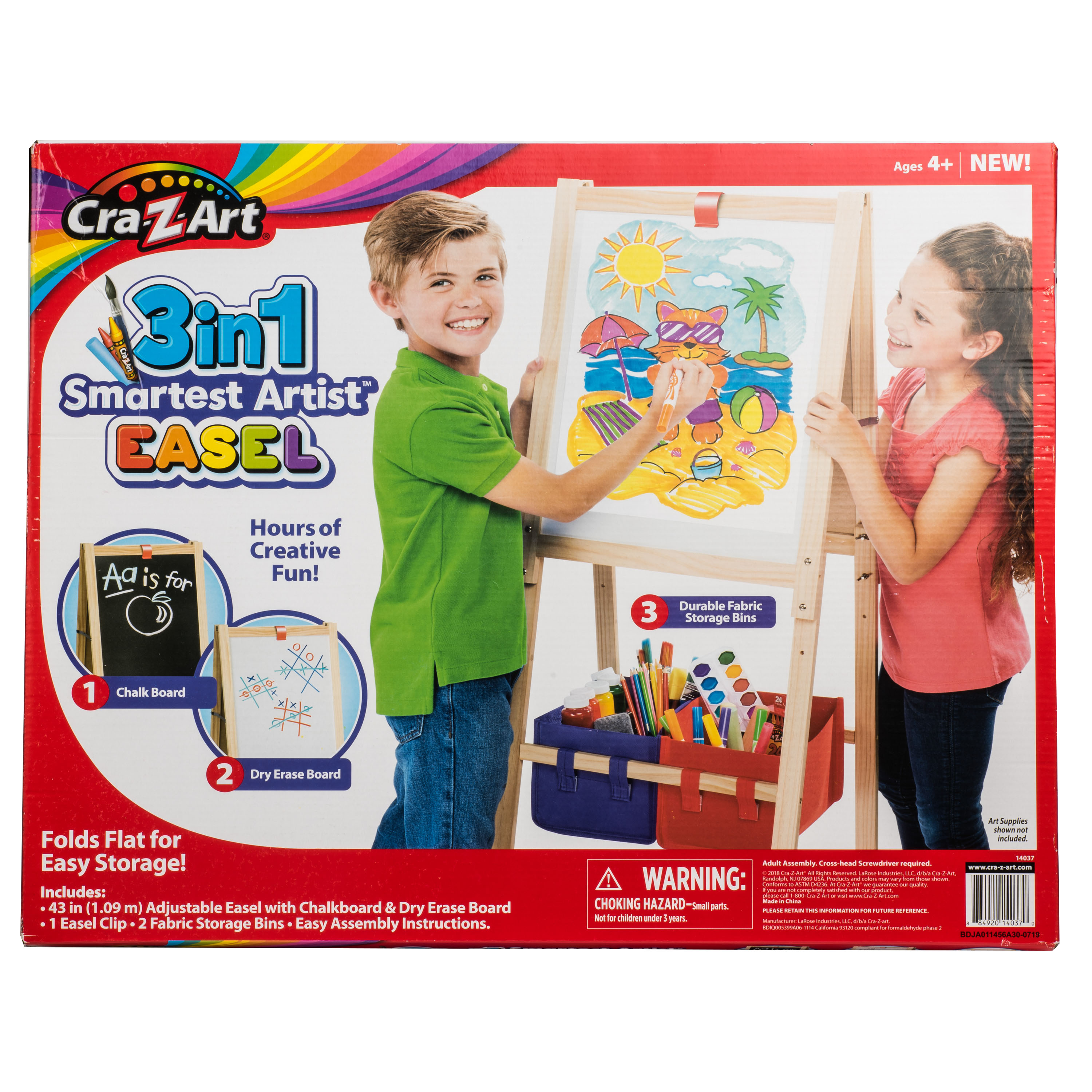 Cra-Z-Art 37"- 43" Double-Sided Wood Children's Art Easel, Child Ages 4 and up Cra-Z-Art