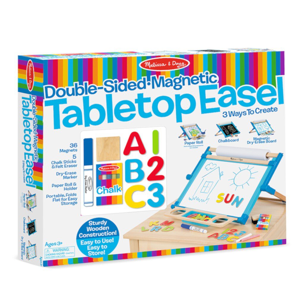 Melissa & Doug Double Sided Magnetic Tabletop Art Easel Dry Erase Chalk Board Melissa & Doug