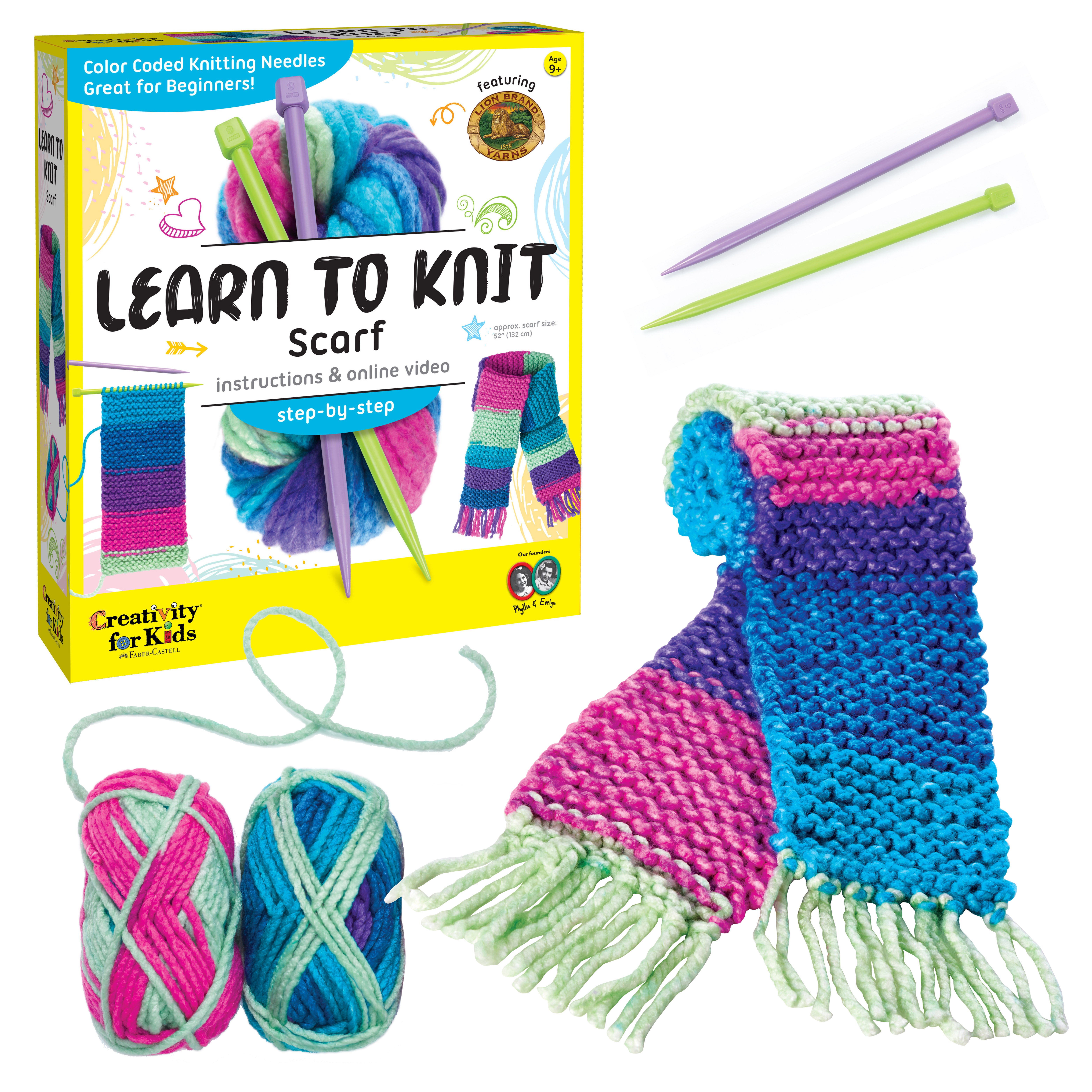 Creativity for Kids Learn to Knit Scarf - Arts and Crafts for Girls and Boys Ages 9-12+ Creativity for Kids