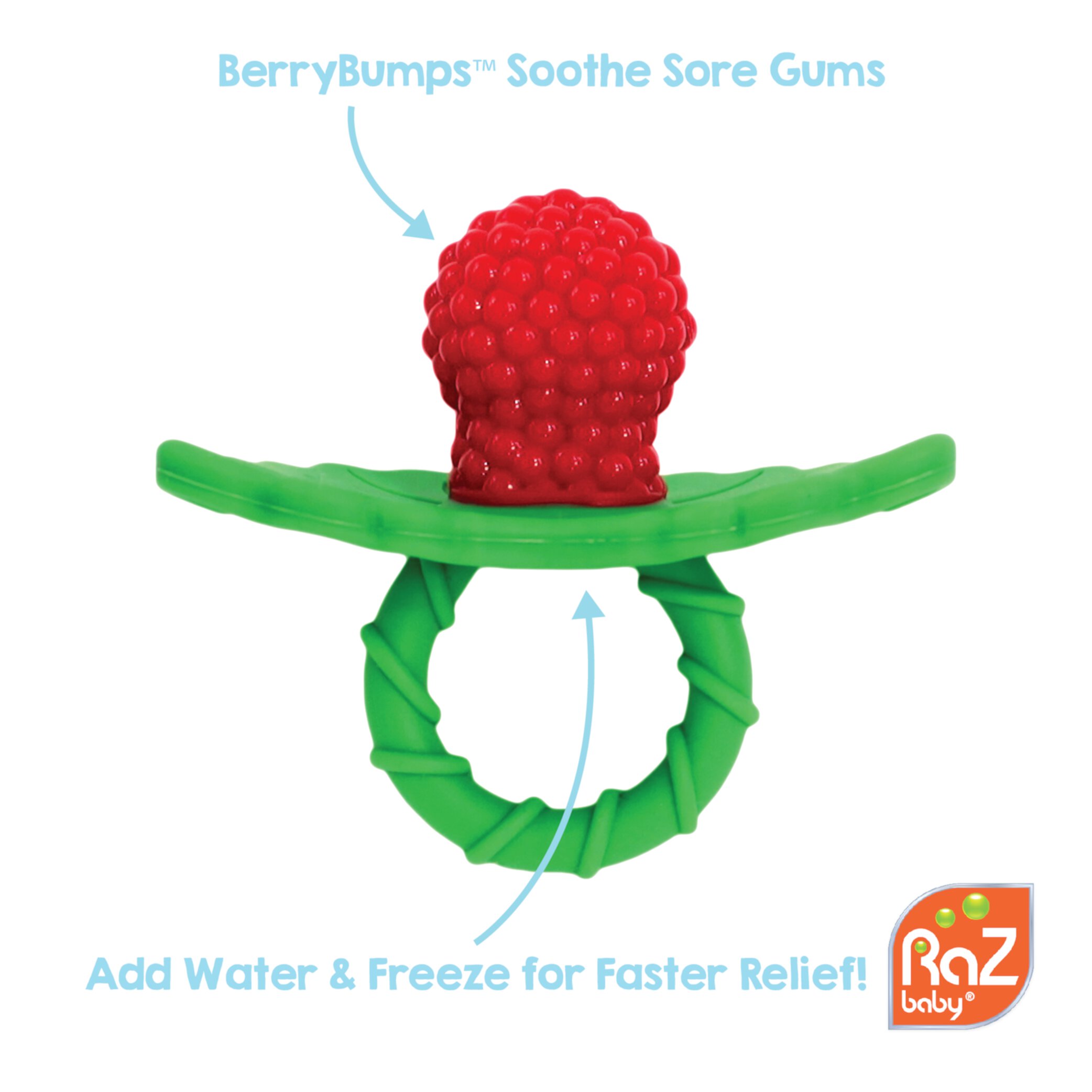 (2 pack) RaZbaby RaZberry Silicone Teether Toy / Multi-Texture Design / Hands Free Design / For Baby 3m+ RAZBaby