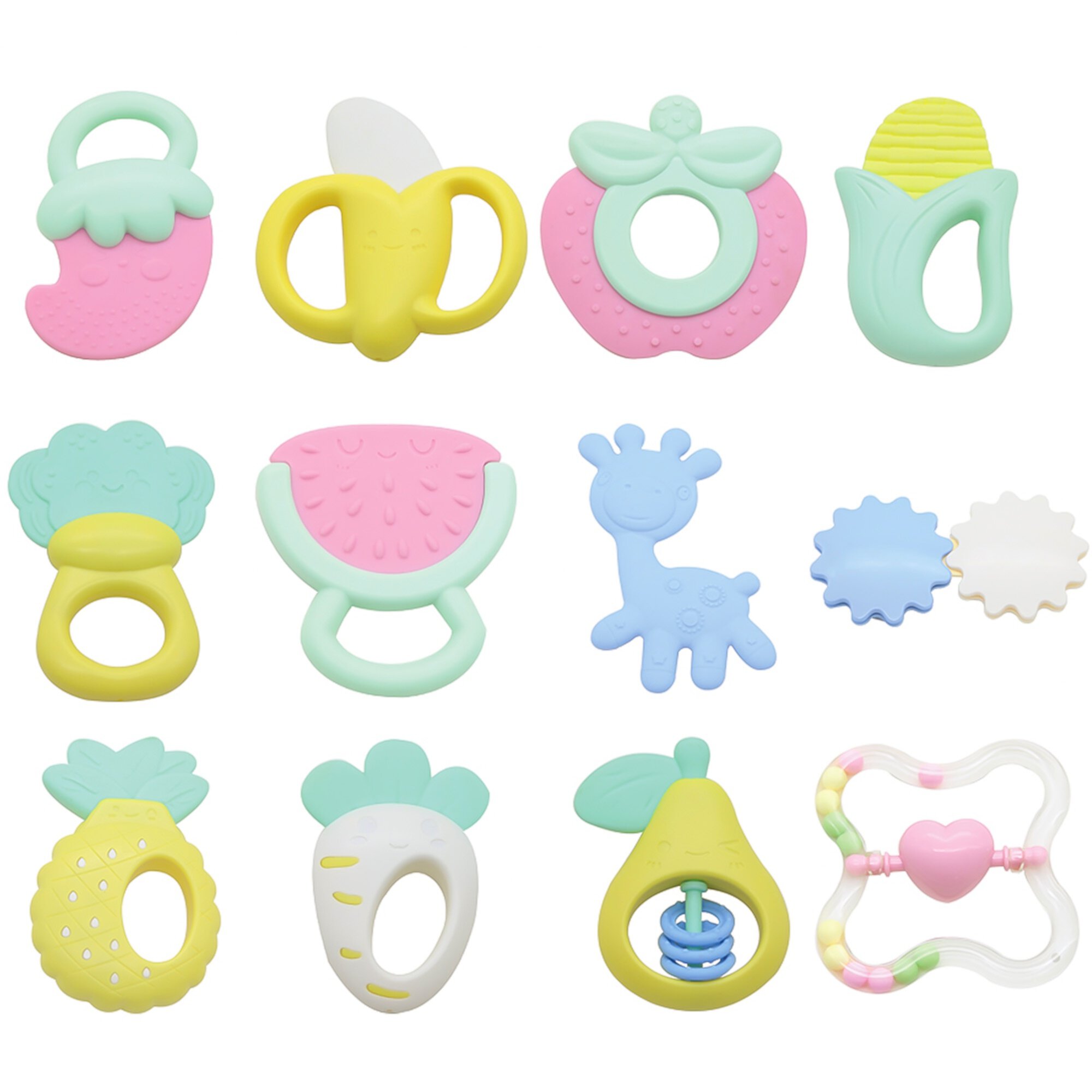 Kid Odyssey Baby Rattles Toys Set 12pcs Newborn Baby Teethers Toys 3-6 Months Infant Developmental Sensory Kid Odyssey