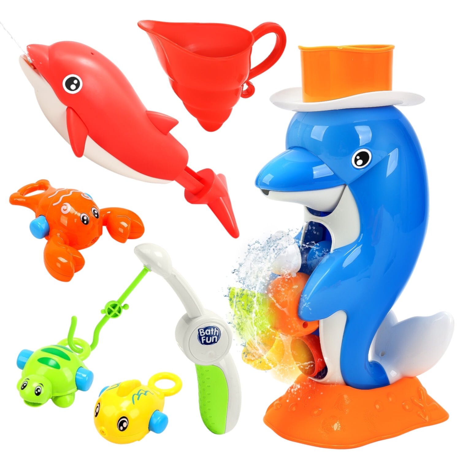 Baby Bath Toy Bathtub Toy with Shower and Floating Squirting Toys, Splicing Slides, Fishing Game for Toddles and Babies JoyStone