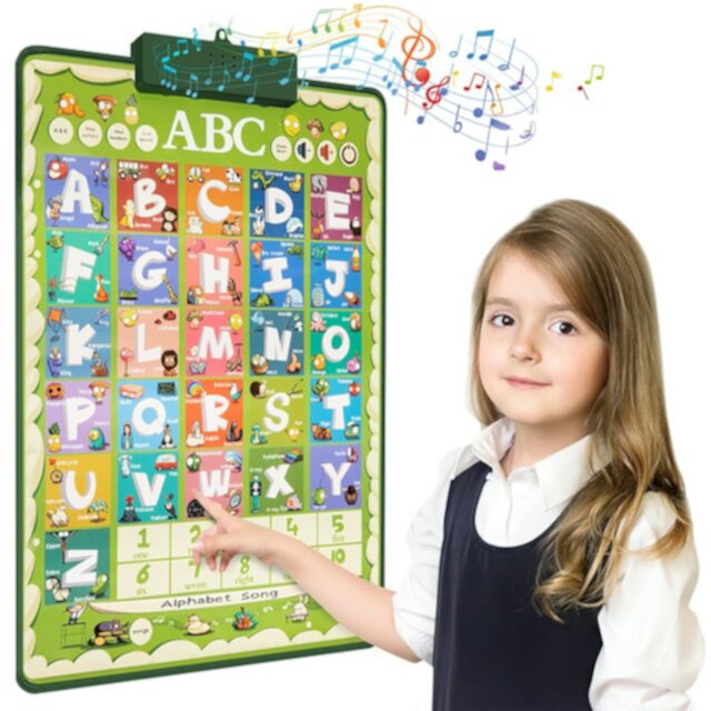 Electronic Alphabet Wall Chart, Toddler Learning Toys, Educational Toys ABC&123 Preschool Poster, Alphabet Baby Learning Toys, Toys for Ages 2-6, Green Cshidworld