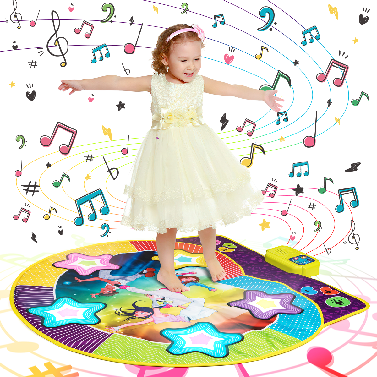 UNIH Dance Mat for Boys Girls Kids Ages 3 4 5 6 7 8 9 10, Dance Game with Music Toy Gift for Kids Ages 4-8 UNIH