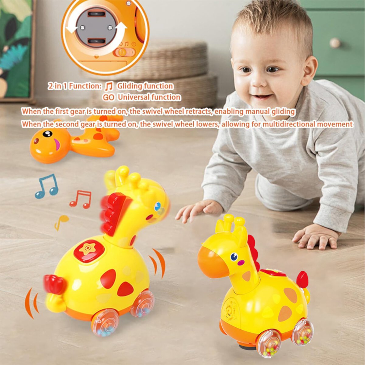 Baby Toys for 6-12 Months, Baby Musical Crawling Toys for 1 Year Old Boys Girls Gifts, Toddlers Christmas Stocking Stuffers for Age 1-2 INvench