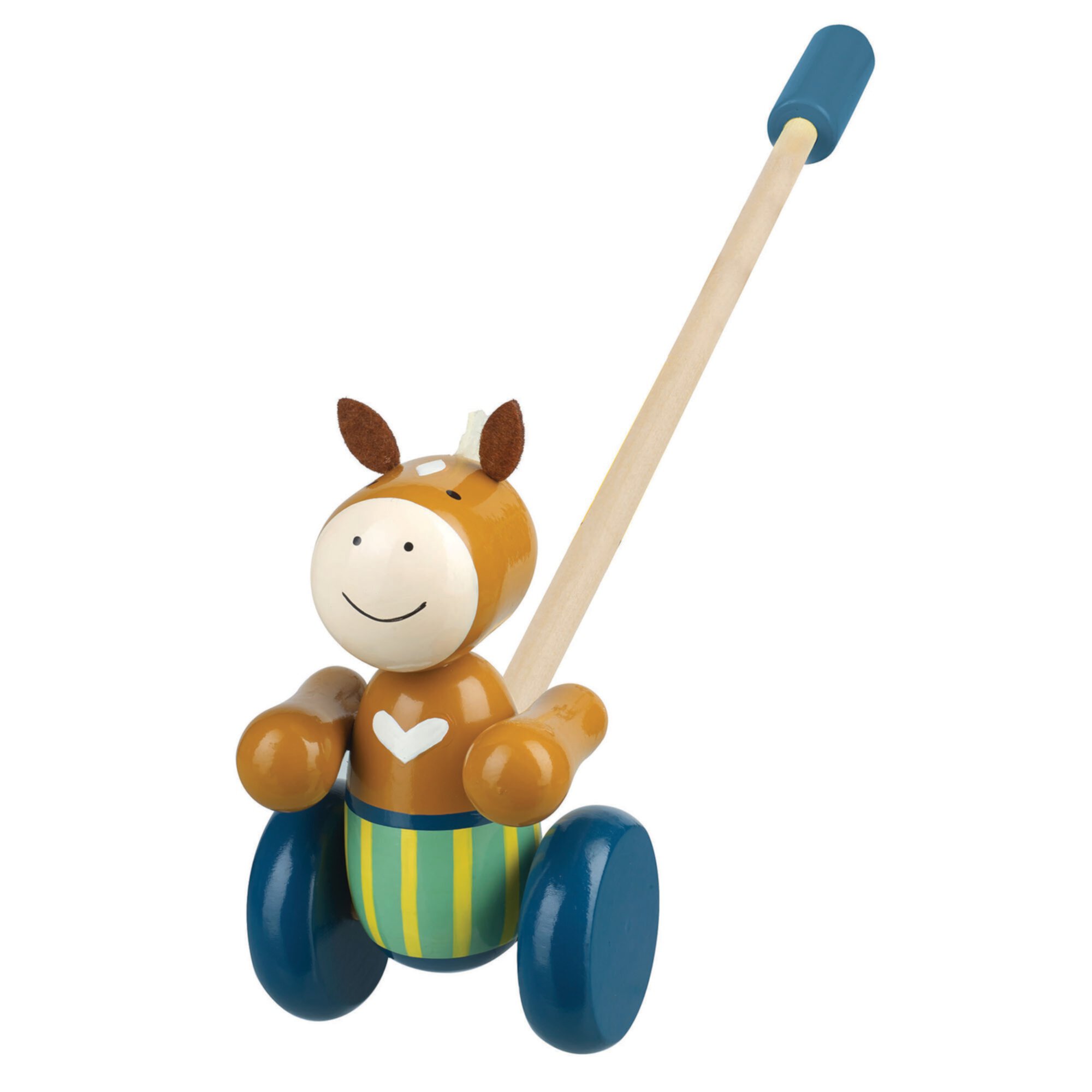 Orange Tree Toys: Push Along: Pony - Wooden Toy, Colorful Wheeled Character w/ Handle, Encourage First Steps, FSC Certified, Toddler & Kids, Ages 1+ Orange Tree Toys