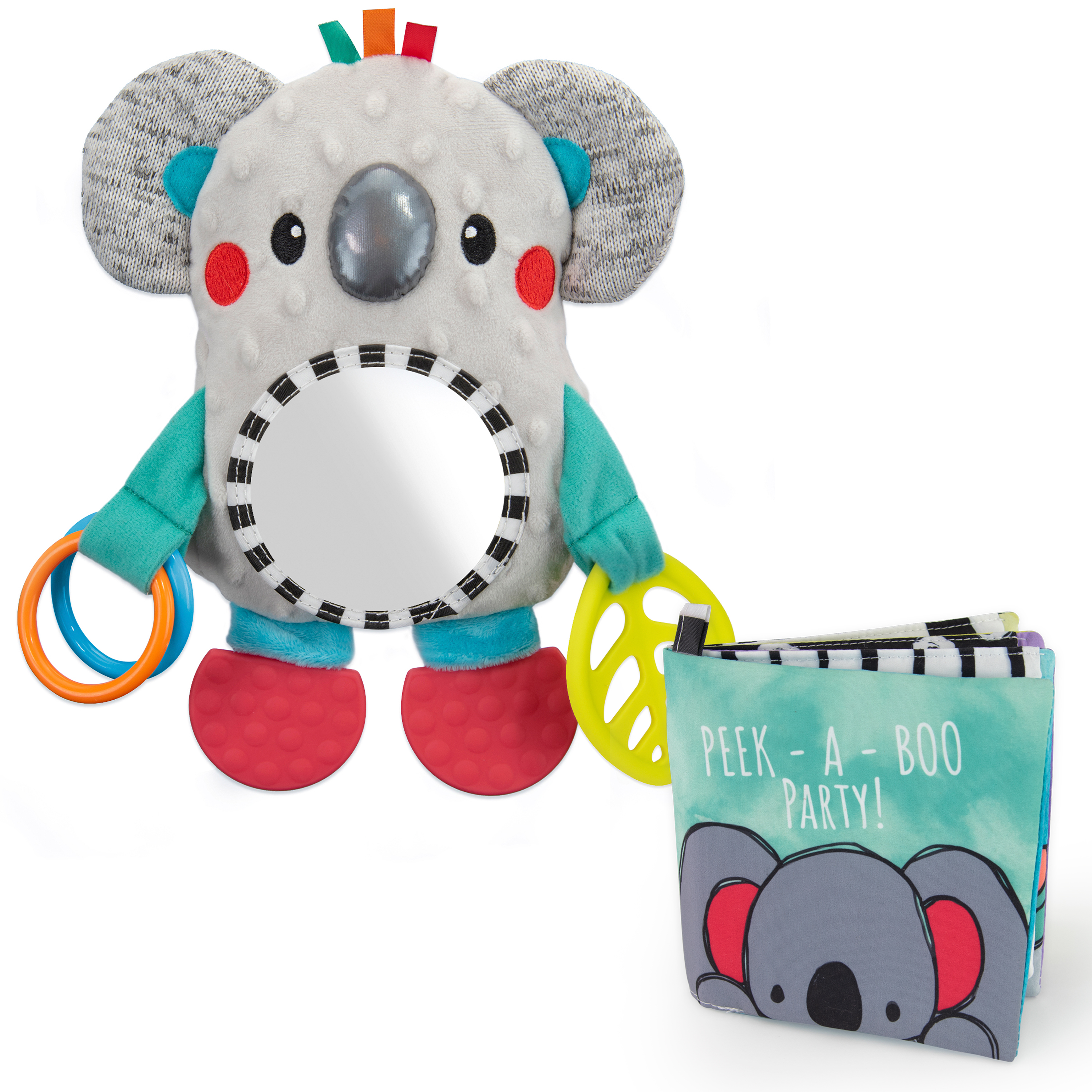 Sassy Koala Mirror Attachable Toy & Book 0 Months Old and Up Sassy