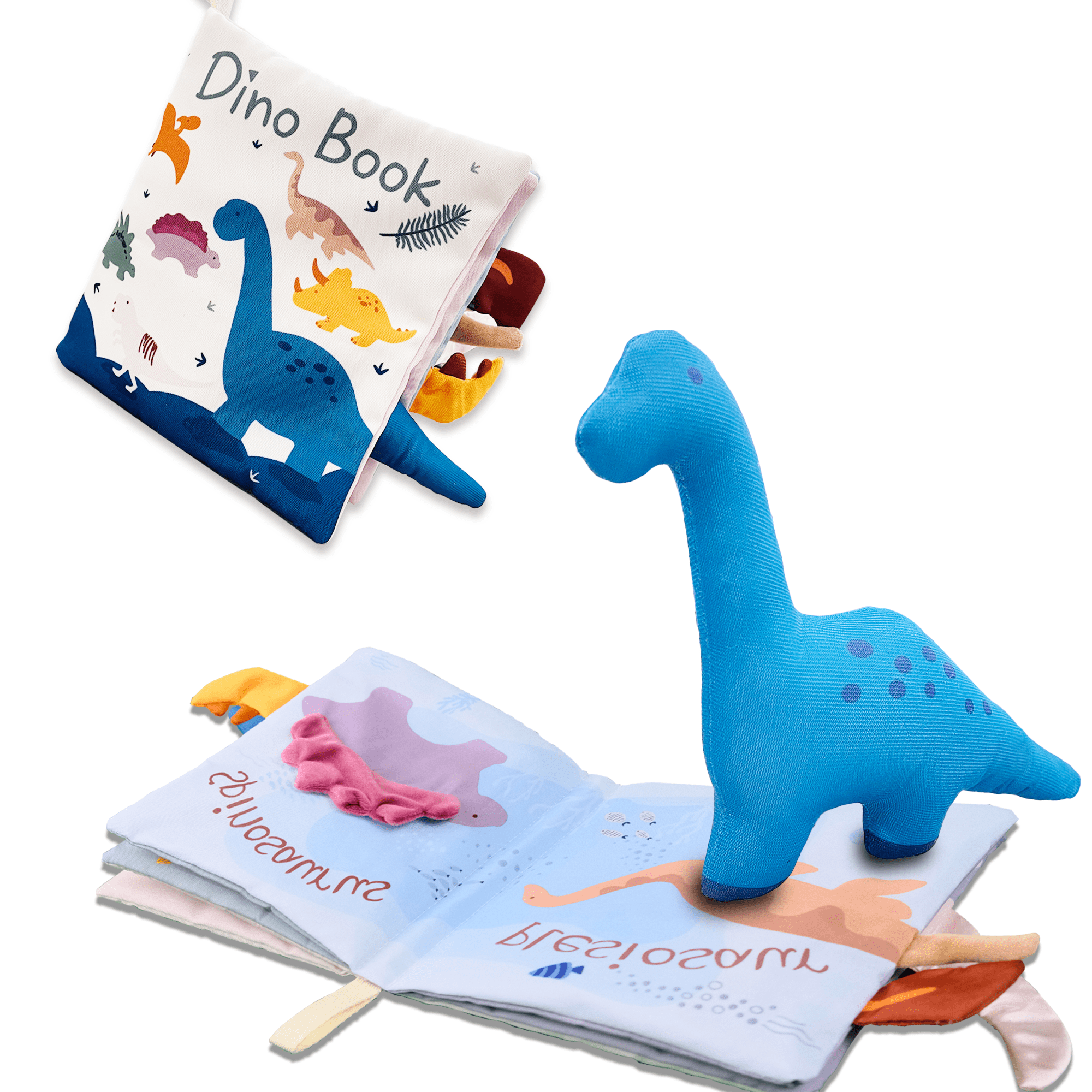 Richgv Baby Cloth Books Soft Early Education Toy Fabric Book for Infant Age 6-12 Months Dinosaur, Baby Book Baby Toys for 12 24 Months Richgv