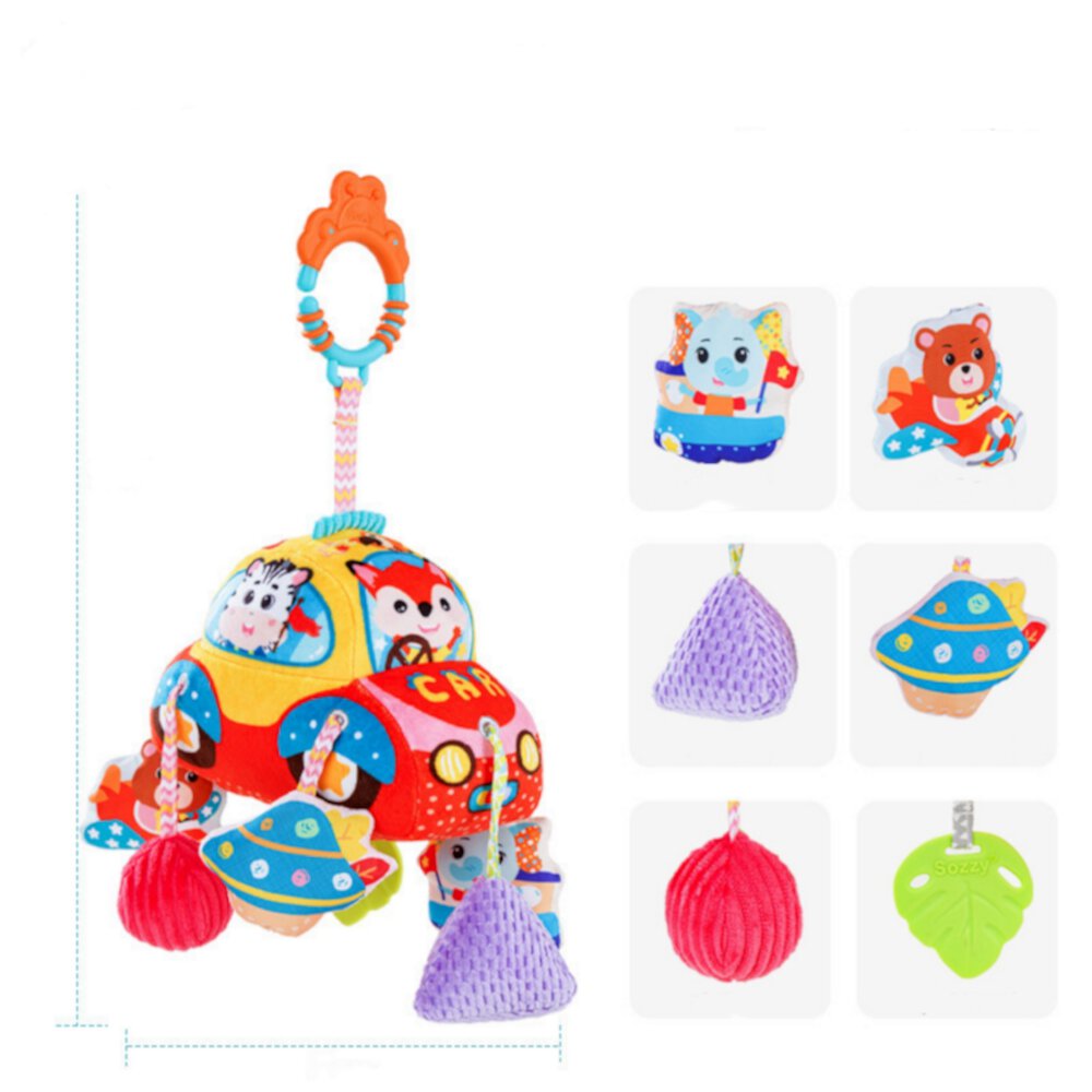 Baby Toys for 0 3 6 9 to 12 Months,Sensory Learning Toy Newborn Stroller Car Seat Crib Travel Activity Plush Animal Soft Rattles Teether Hanging Bell Plush Toys YURSIN