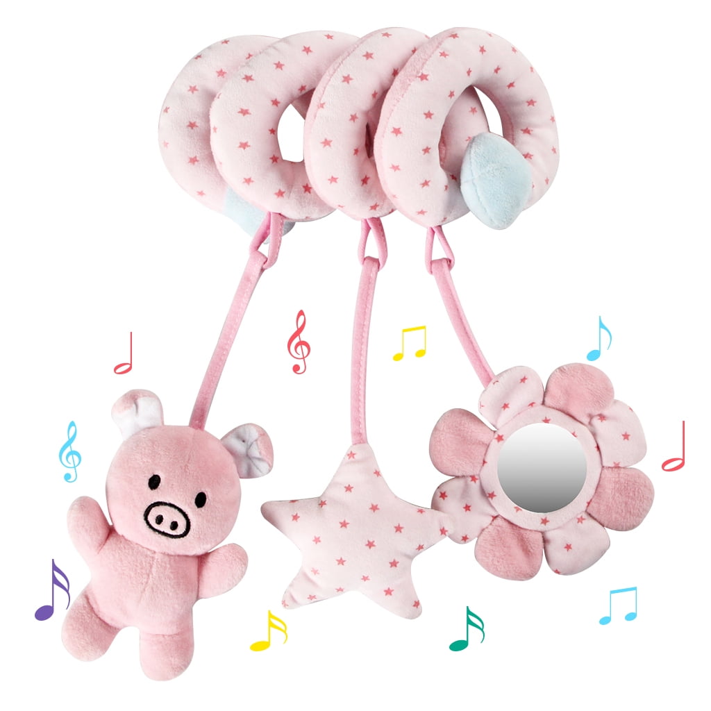 RoamReady Baby Car Seat Toy Hanging Toy Spiral Plush Toy for Infant Crib Stroller, Pink RoamReady