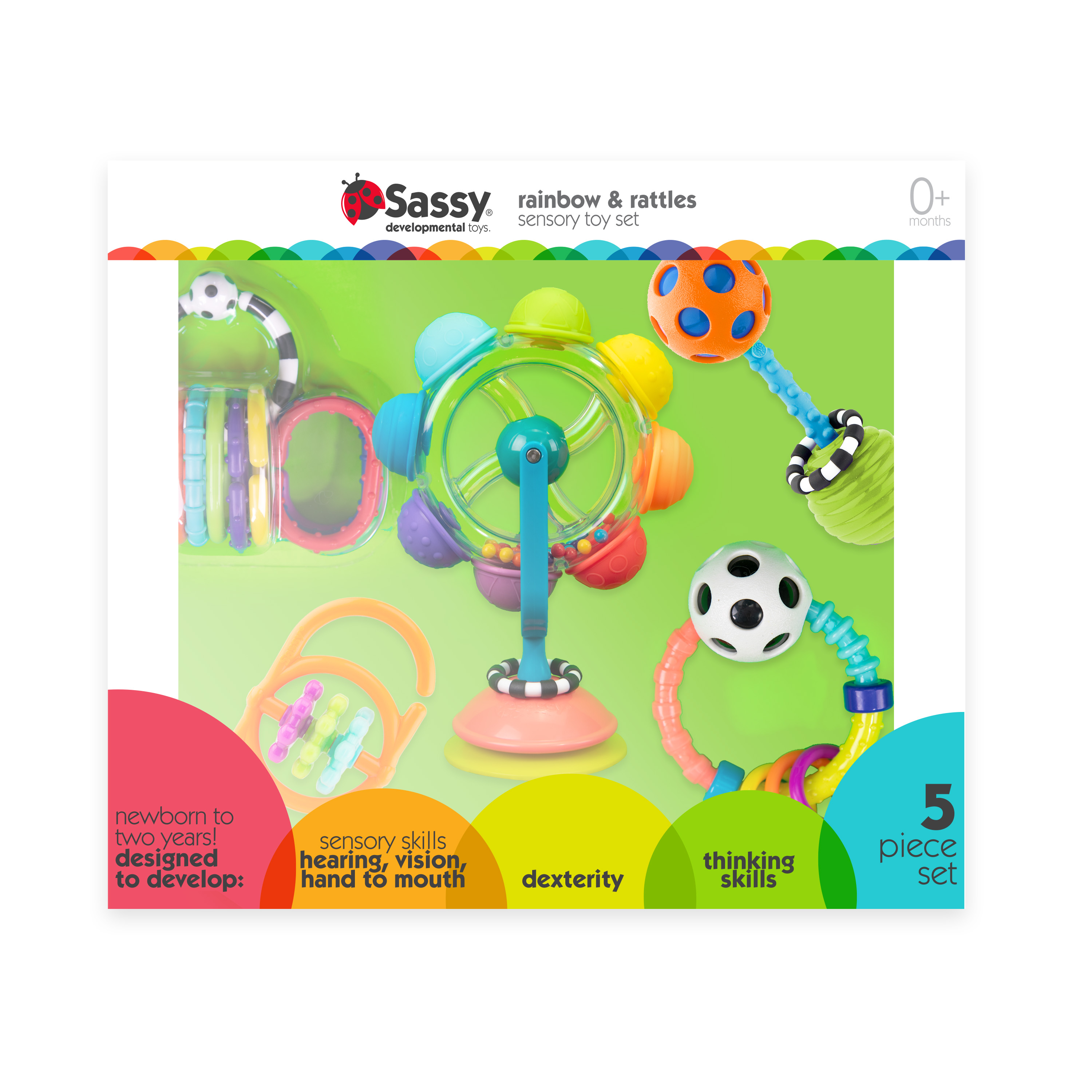 Sassy Rainbow & Rattles Sensory Toy Set for Infants Sassy