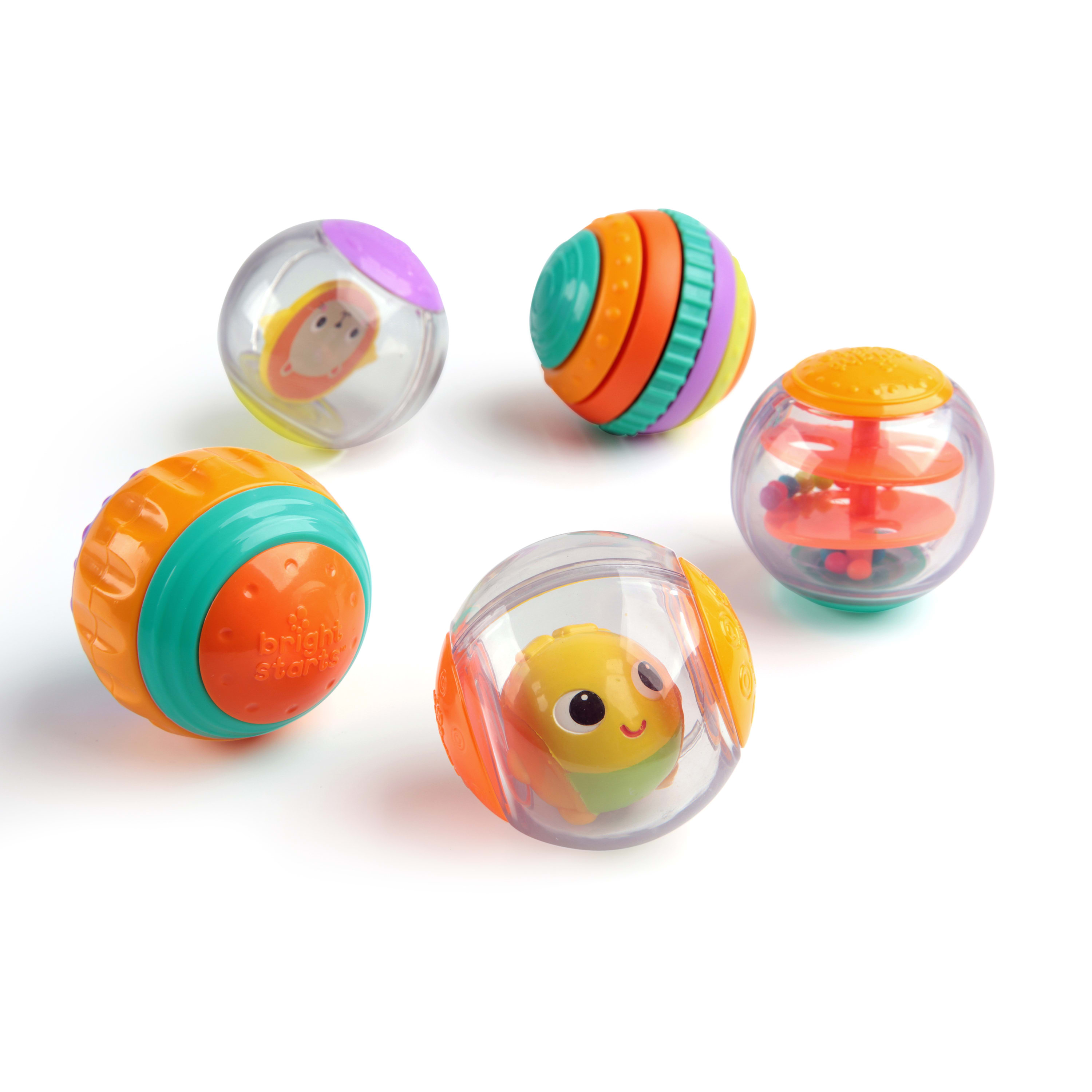 Bright Starts Shake & Spin Activity Balls Toy and Baby Rattle, Age 6 months + Bright Starts