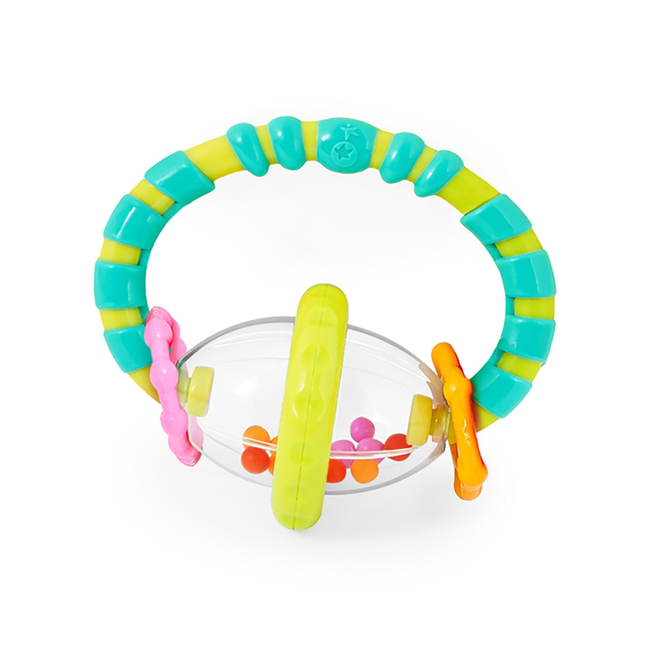 Bright Starts Grab and Spin Baby Rattle and BPA-Free Teether Toy, Ages 3 Months+ Bright Starts