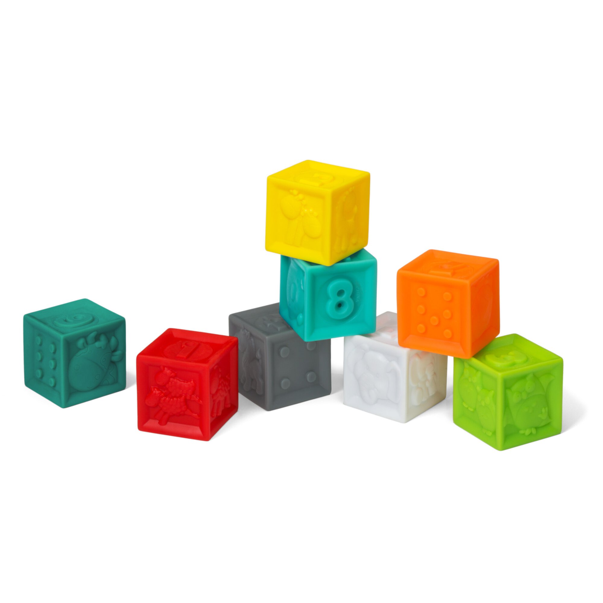 Infantino Squeeze and Stack BPA-Free Plastic Toy Blocks, Multicolor, 8-Piece Set INFANTINO