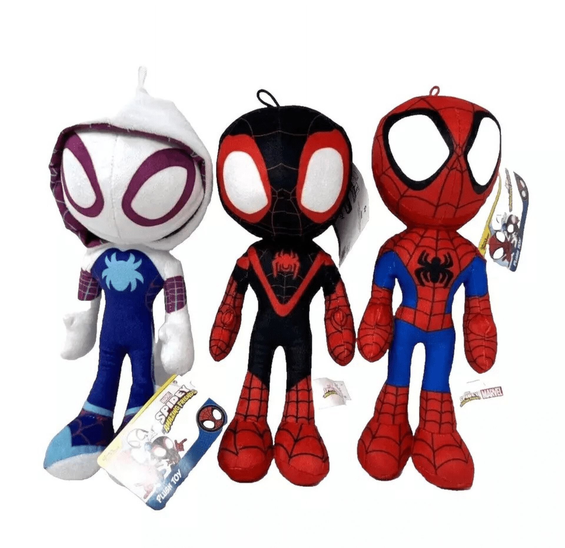 Spidey His Amazing Friends 9 Inch Ghost Spider, Spiderman, Miles Morales Plush 3 Piece Set Marvel