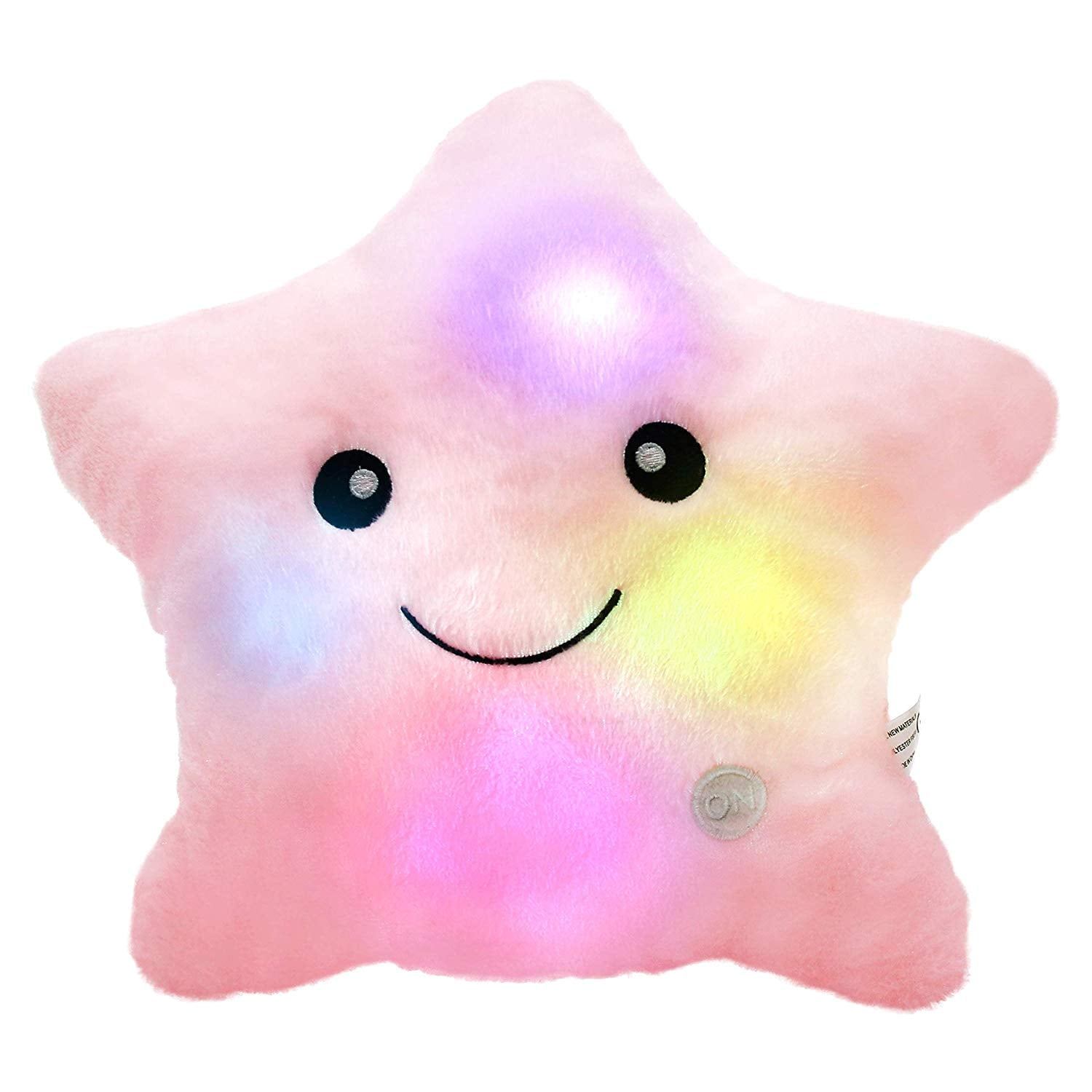 Creative Twinkle Glowing Stars Shape Plush Throw Pillow, LED Night Light Pillow Cushions Stuffed Toys Gifts for Kids, Christmas (Purple) Qishi